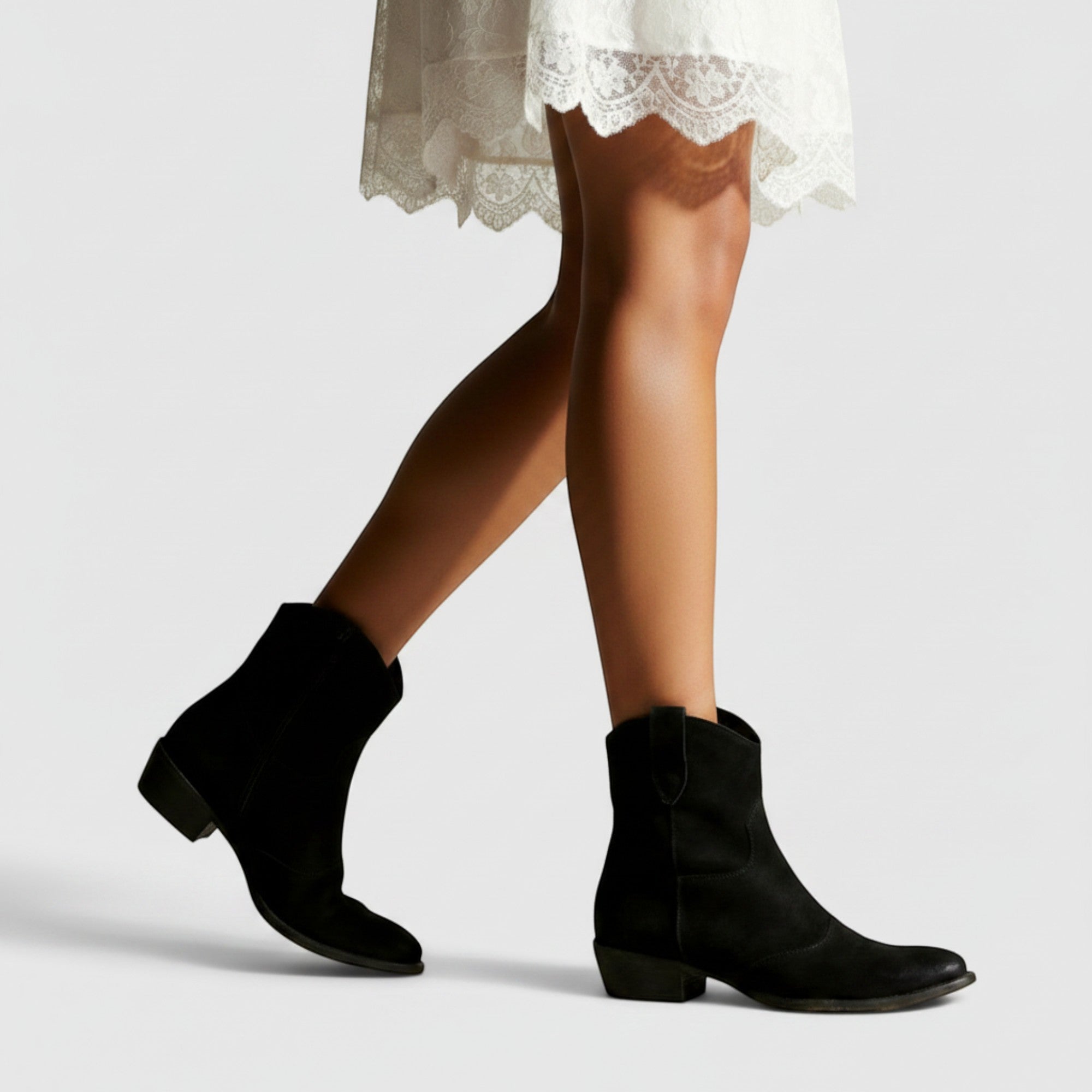 Abigail | Women's Black Ankle Boots Comfortable Suede Western Boots