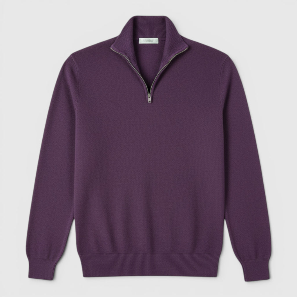 Ellmont London | Men's Pure Cashmere Zip-Up Sweater Funnel Neck Knit