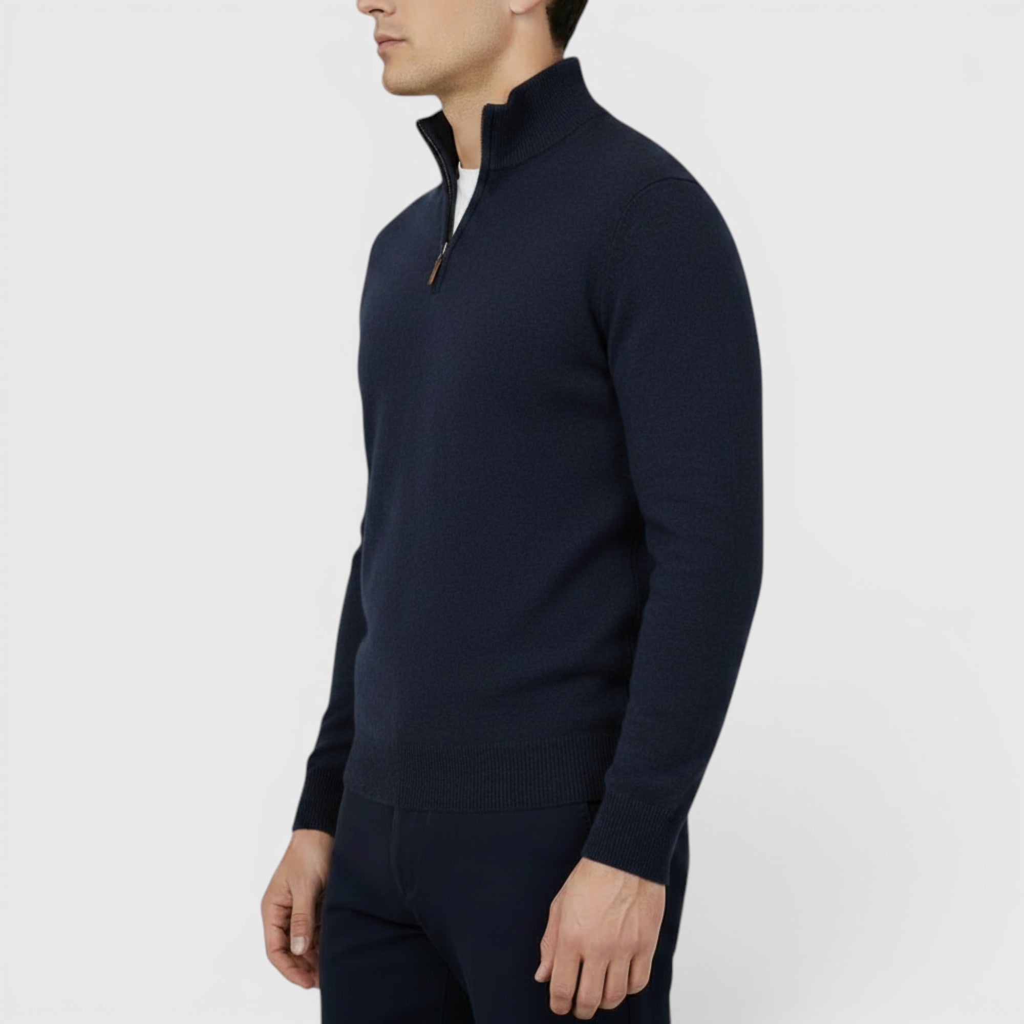 Ellmont London | Men's Pure Cashmere Zip-Up Sweater Funnel Neck Knit