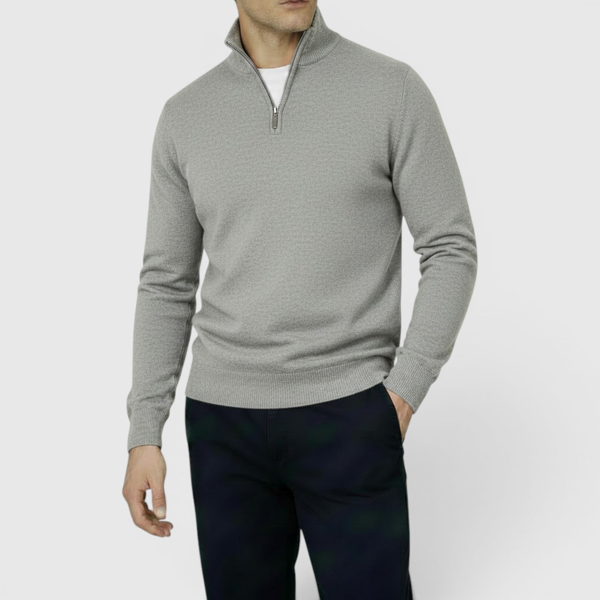 Ellmont London | Men's Pure Cashmere Zip-Up Sweater Funnel Neck Knit