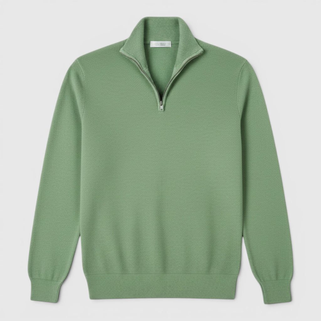 Ellmont London | Men's Pure Cashmere Zip-Up Sweater Funnel Neck Knit