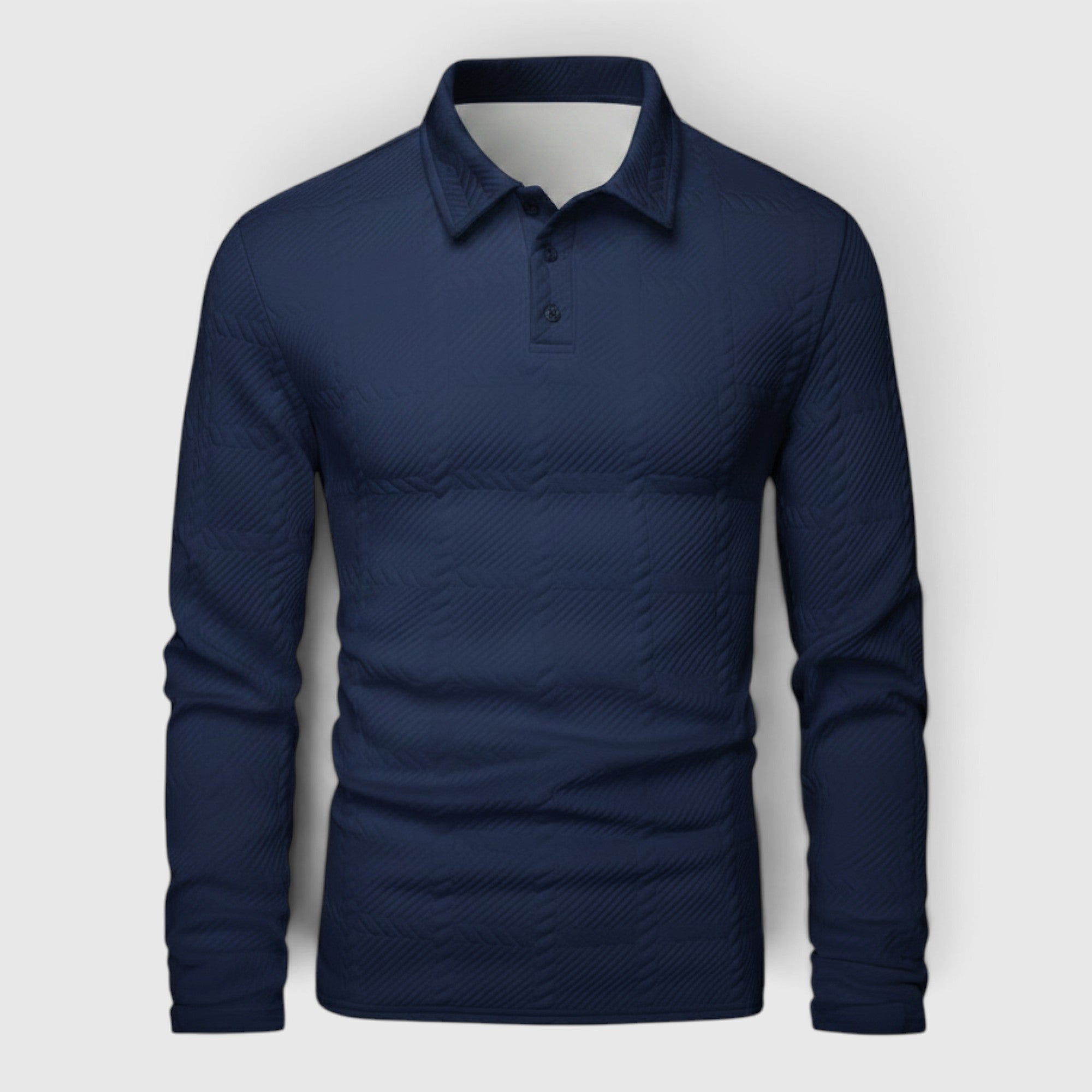 Lewis | Men's Textured Polo Shirt Casual Knit Long Sleeve for Daily Wear