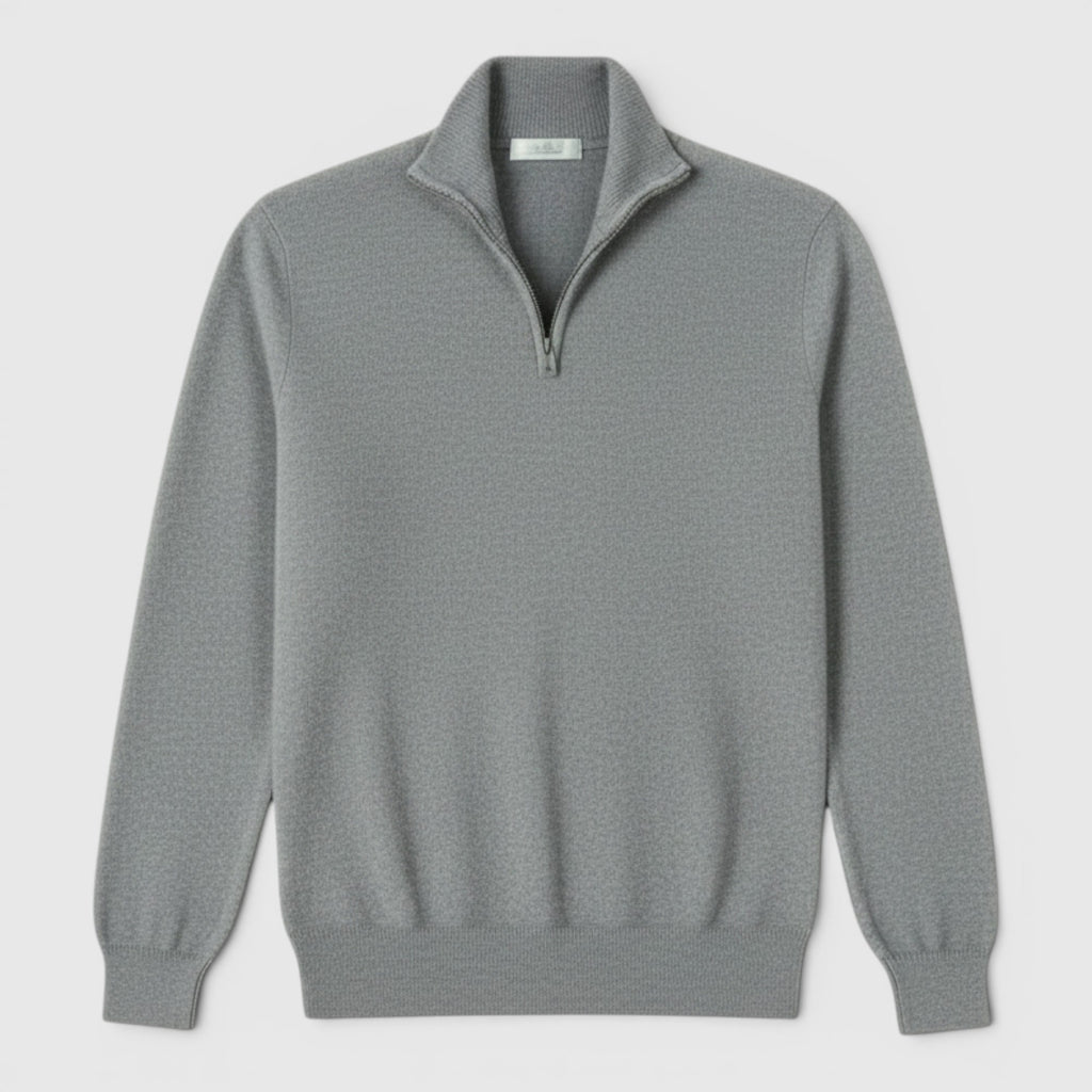 Ellmont London | Men's Pure Cashmere Zip-Up Sweater Funnel Neck Knit