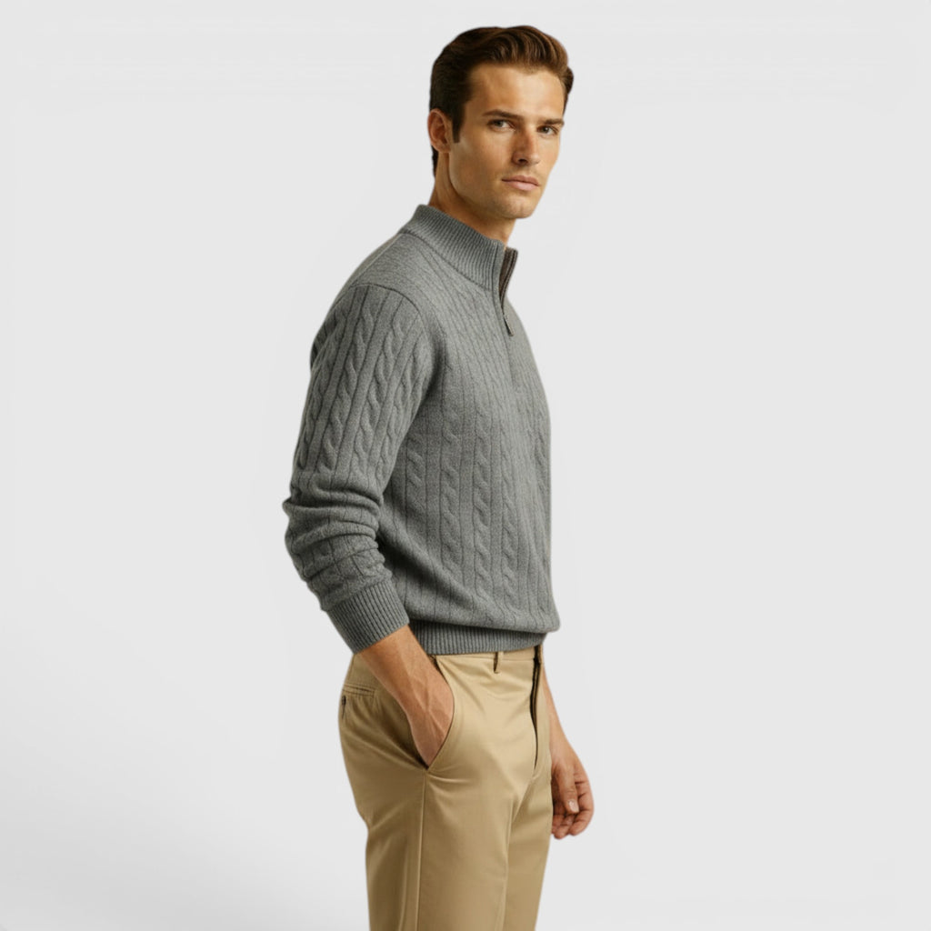 Ellmont London | Men's Premium Cashmere Half Zip Pullover Warm Knit Sweater