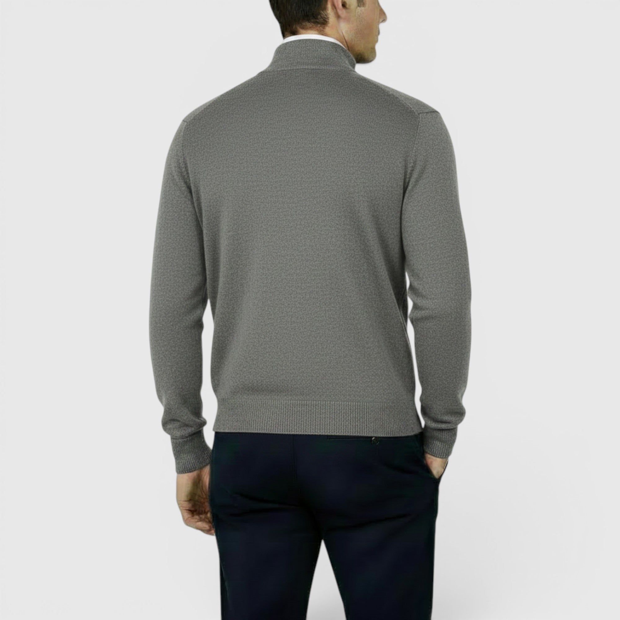 Ellmont London | Men's Pure Cashmere Zip-Up Sweater Funnel Neck Knit