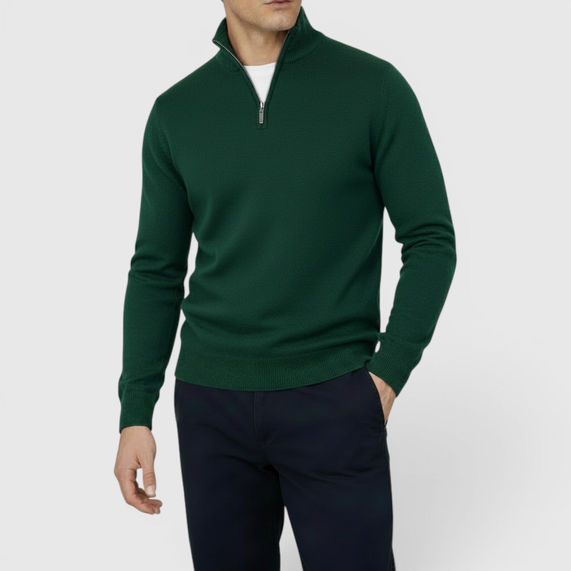 Ellmont London | Men's Pure Cashmere Zip-Up Sweater Funnel Neck Knit