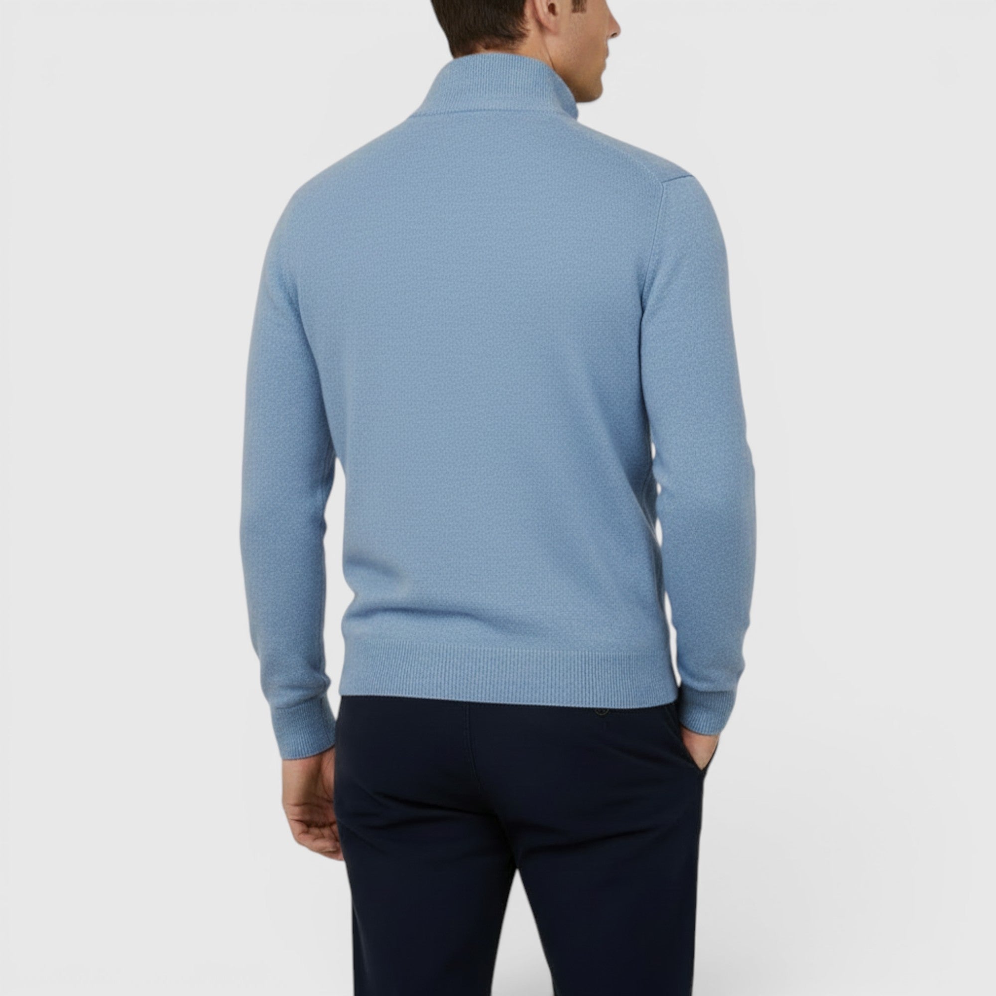 Ellmont London | Men's Pure Cashmere Zip-Up Sweater Funnel Neck Knit