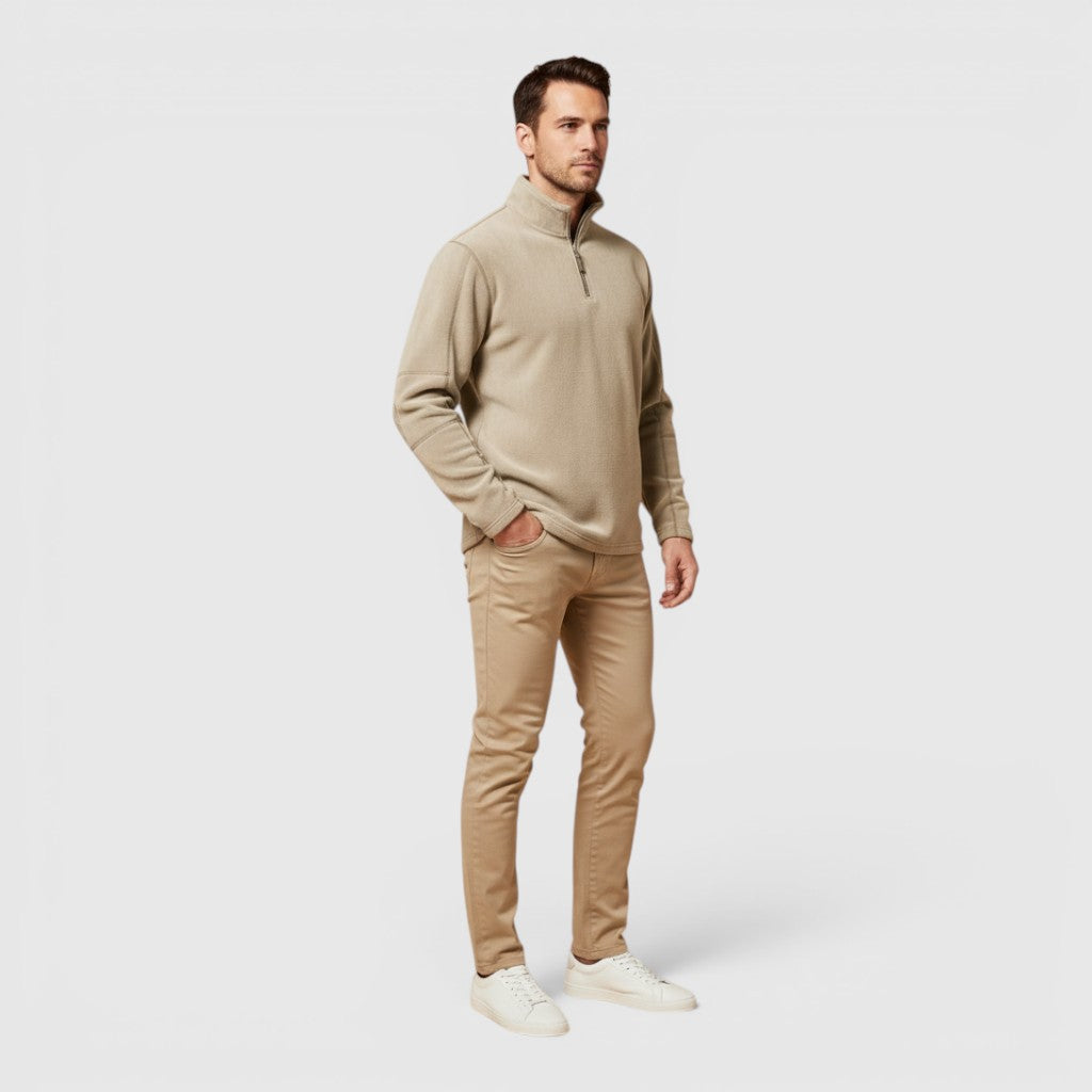 Ellmont London | Men's Warm Fleece Half Zip Sweater Stand Collar Regular Fit