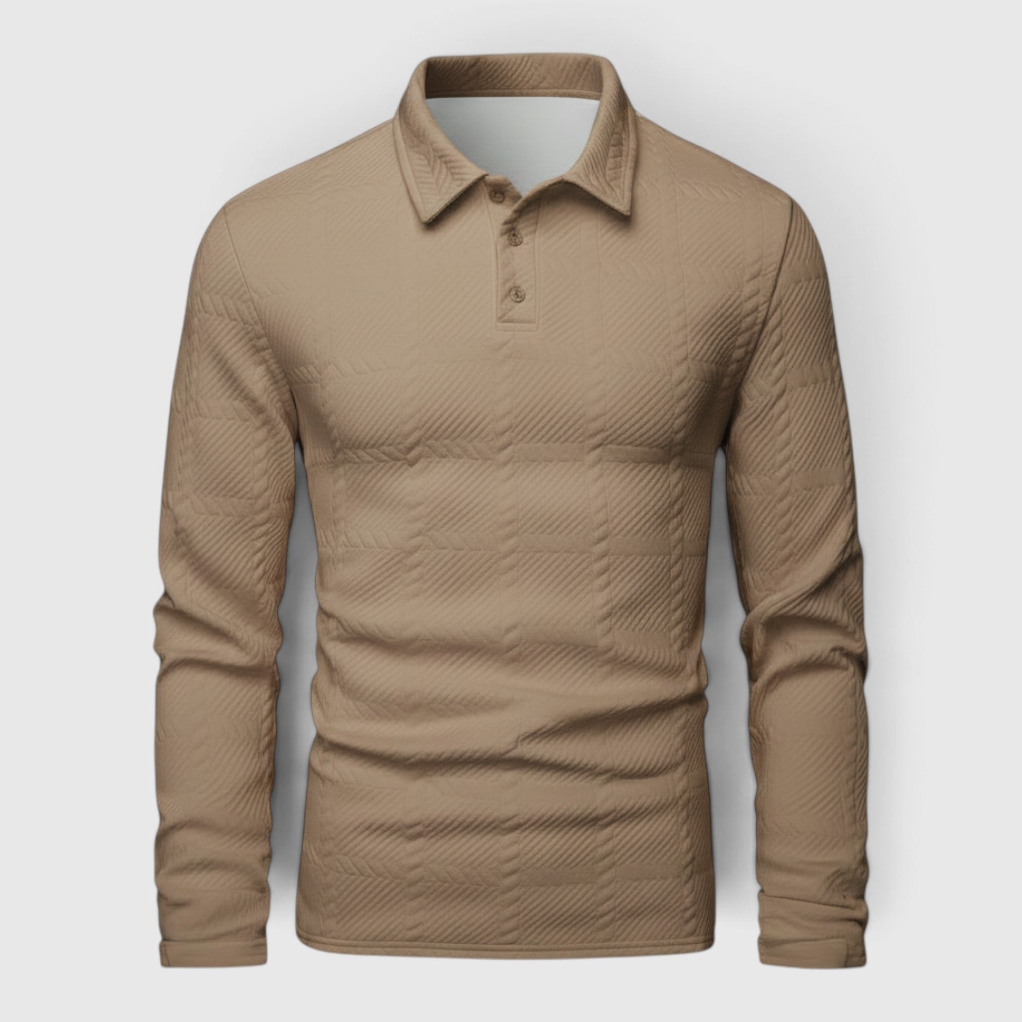 Lewis | Men's Textured Polo Shirt Casual Knit Long Sleeve for Daily Wear