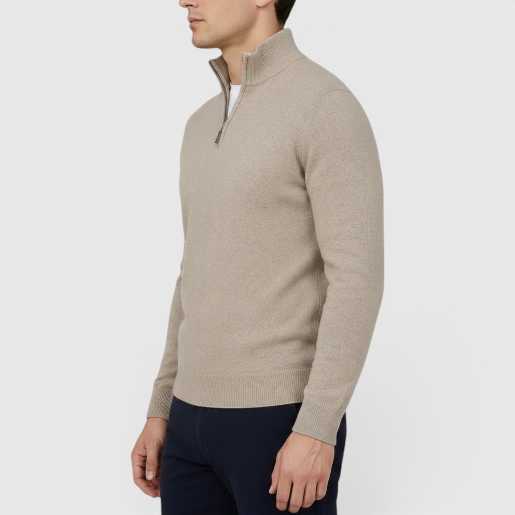 Ellmont London | Men's Pure Cashmere Zip-Up Sweater Funnel Neck Knit