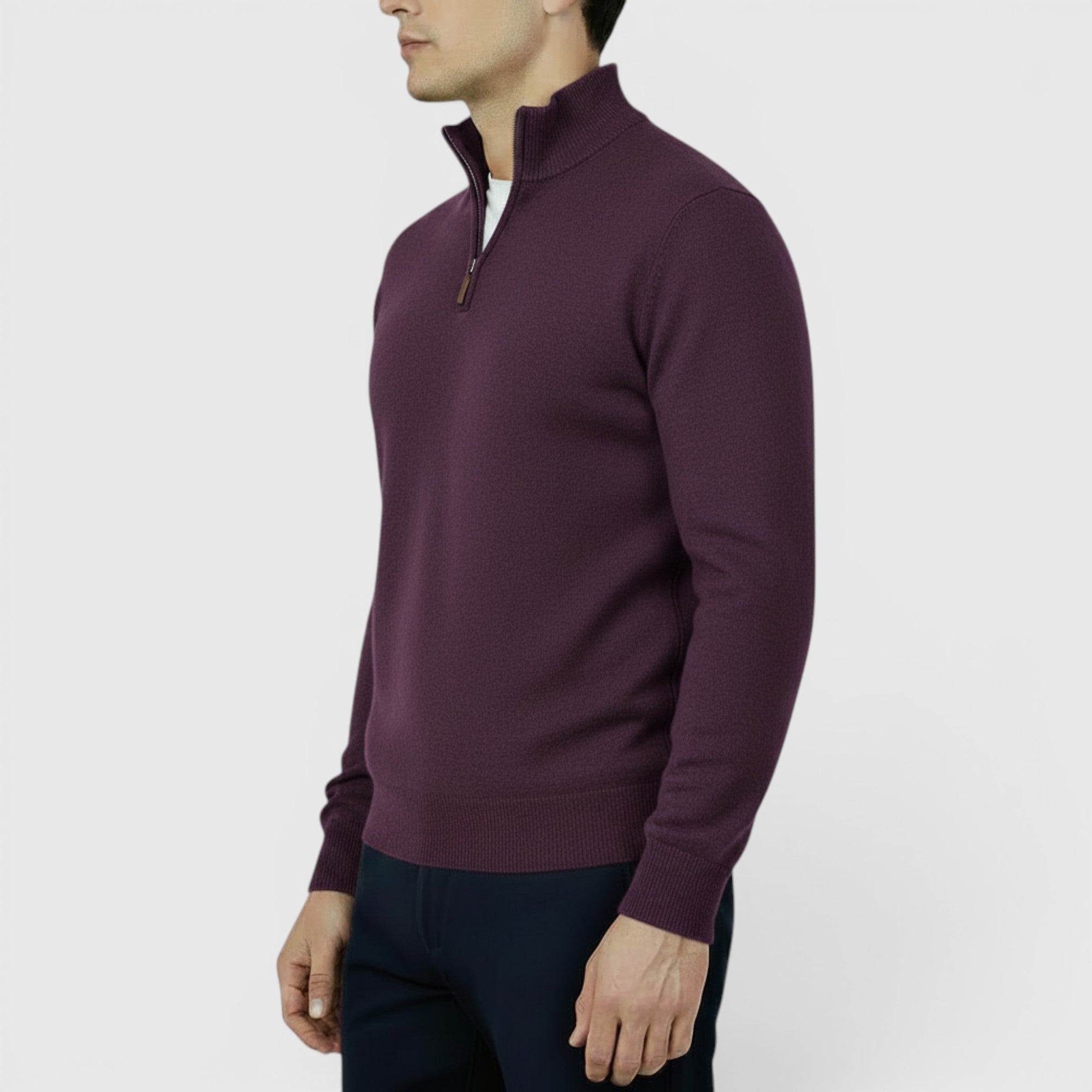 Ellmont London | Men's Pure Cashmere Zip-Up Sweater Funnel Neck Knit