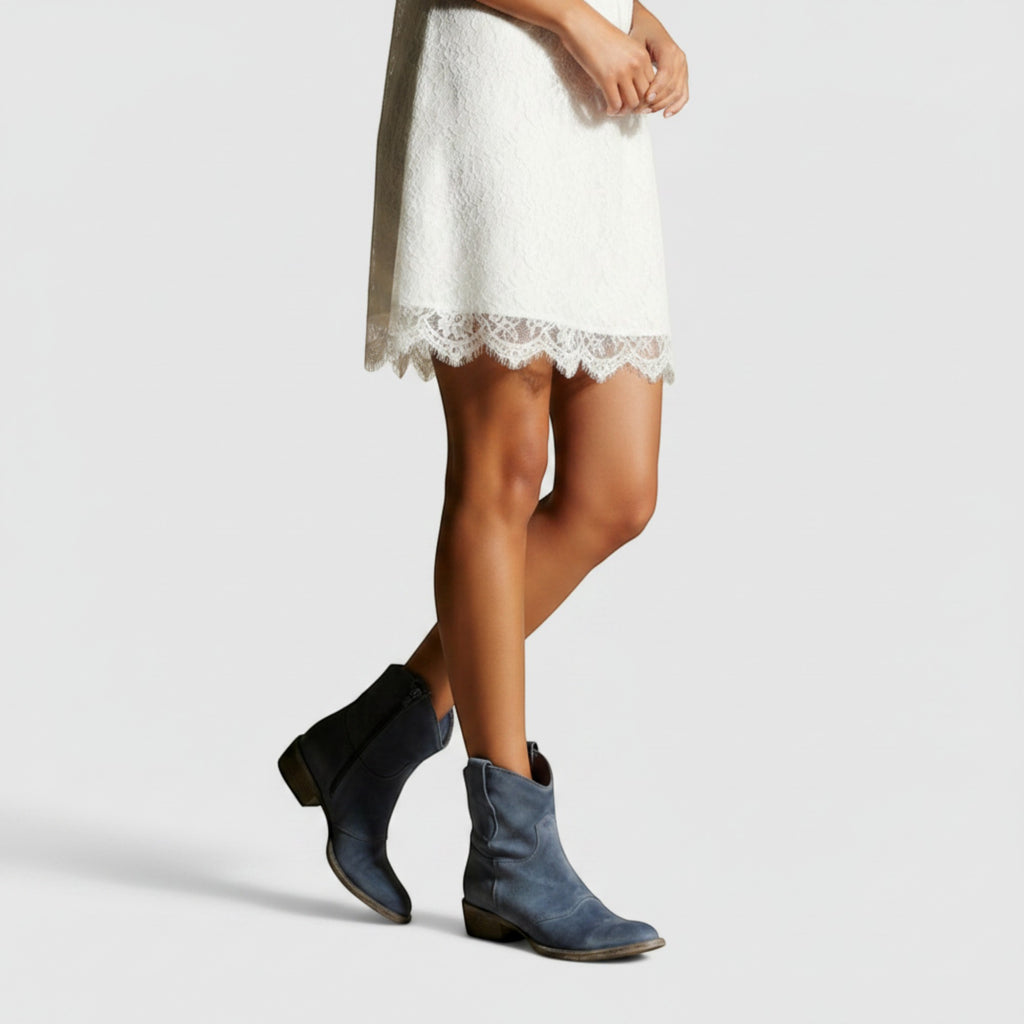 Abigail | Women's Black Ankle Boots Comfortable Suede Western Boots