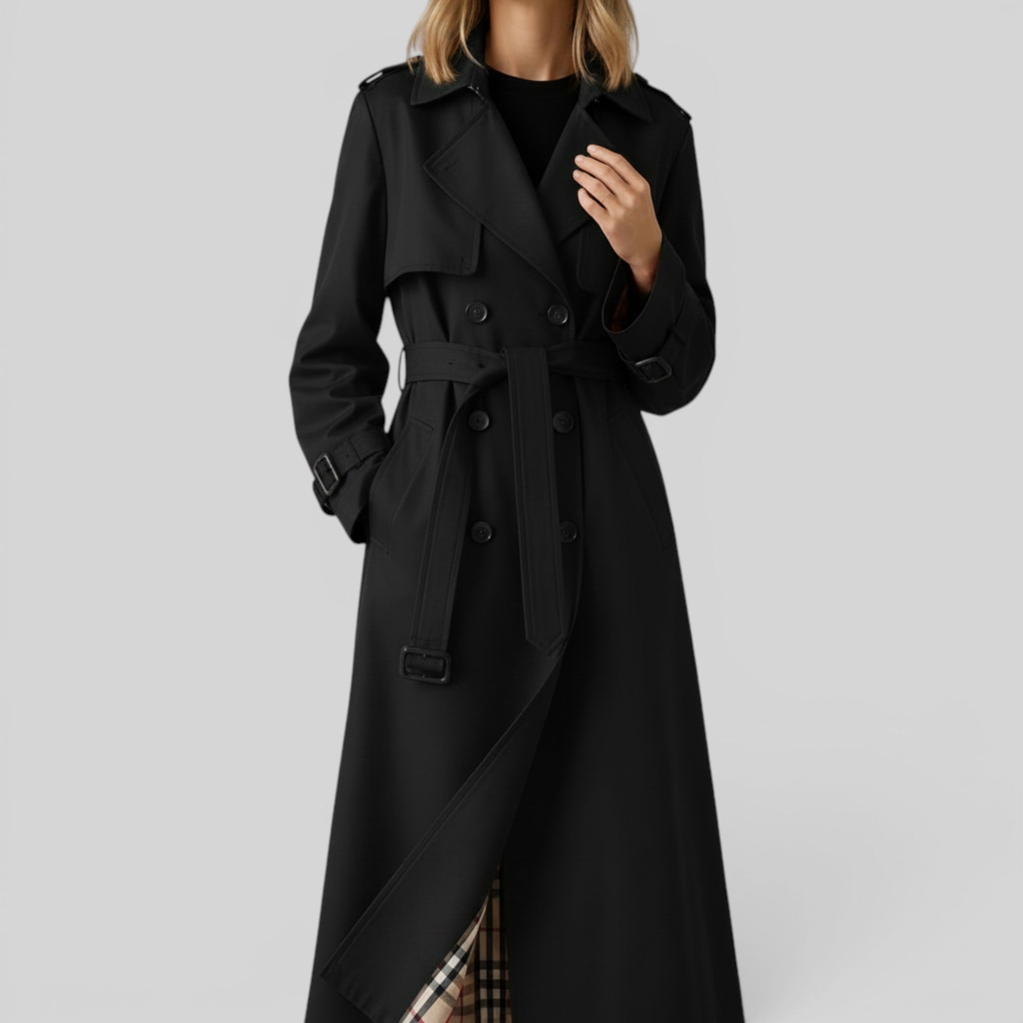 Ellmont London | Women's Trench Coat Classic Belted Longline Outerwear Jacket