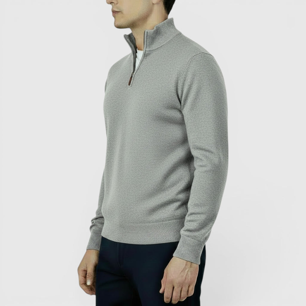 Ellmont London | Men's Pure Cashmere Zip-Up Sweater Funnel Neck Knit