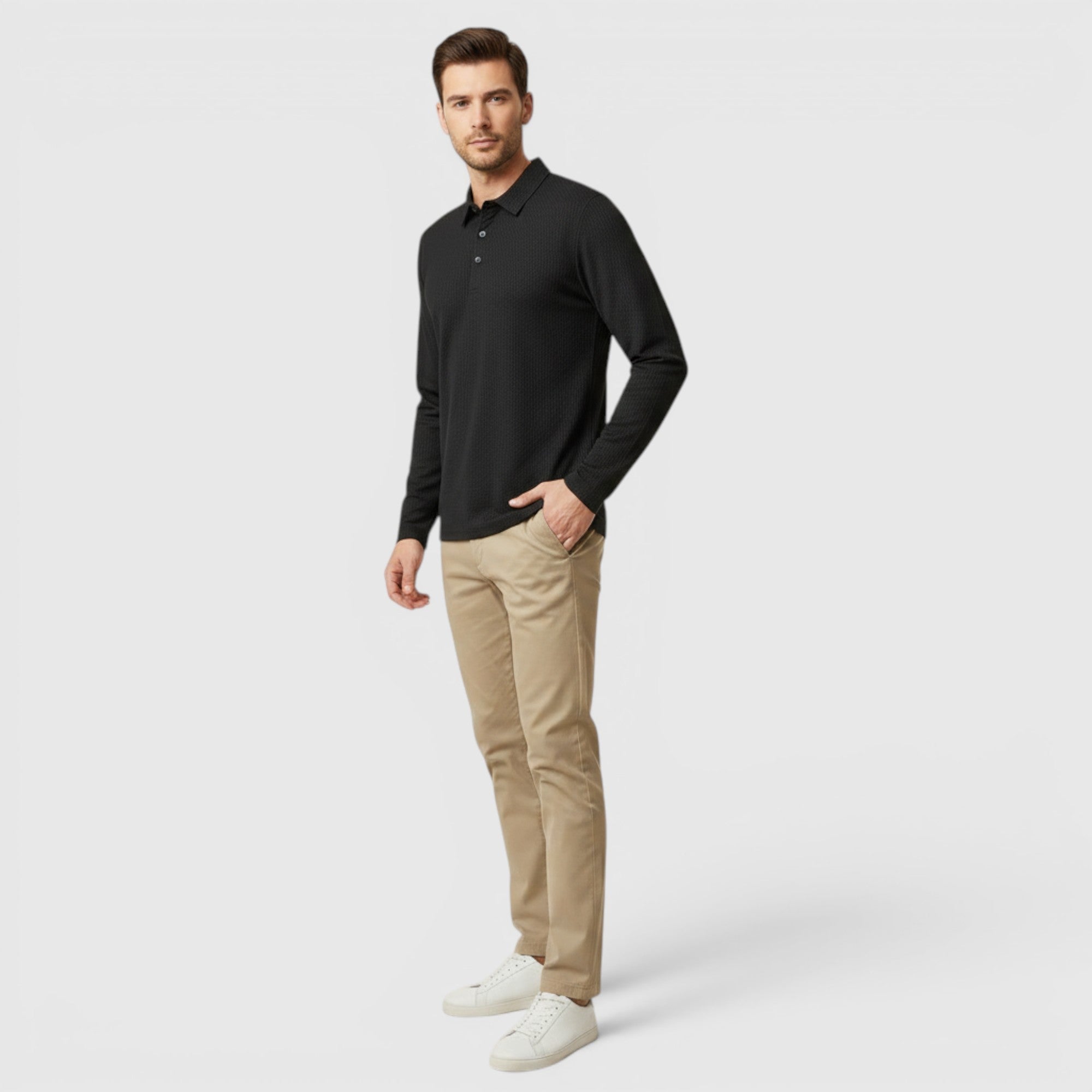Ellmont London | Men's Long Sleeve Polo Breathable Smart Casual Comfort Top