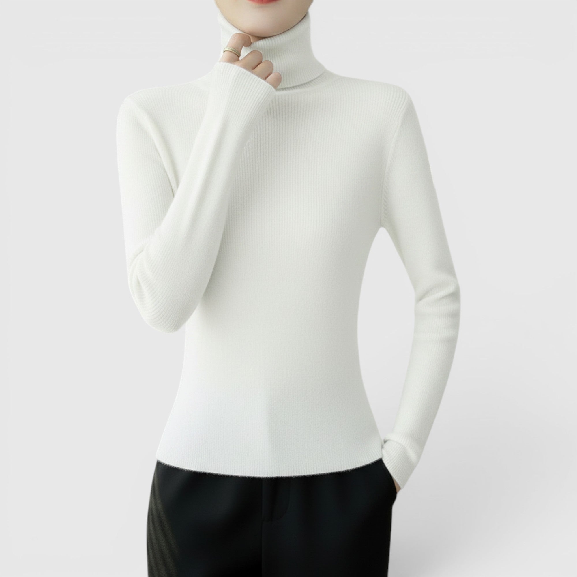 Freya | Women's Cozy Turtleneck Sweater Lightweight Winter Knit Pullover