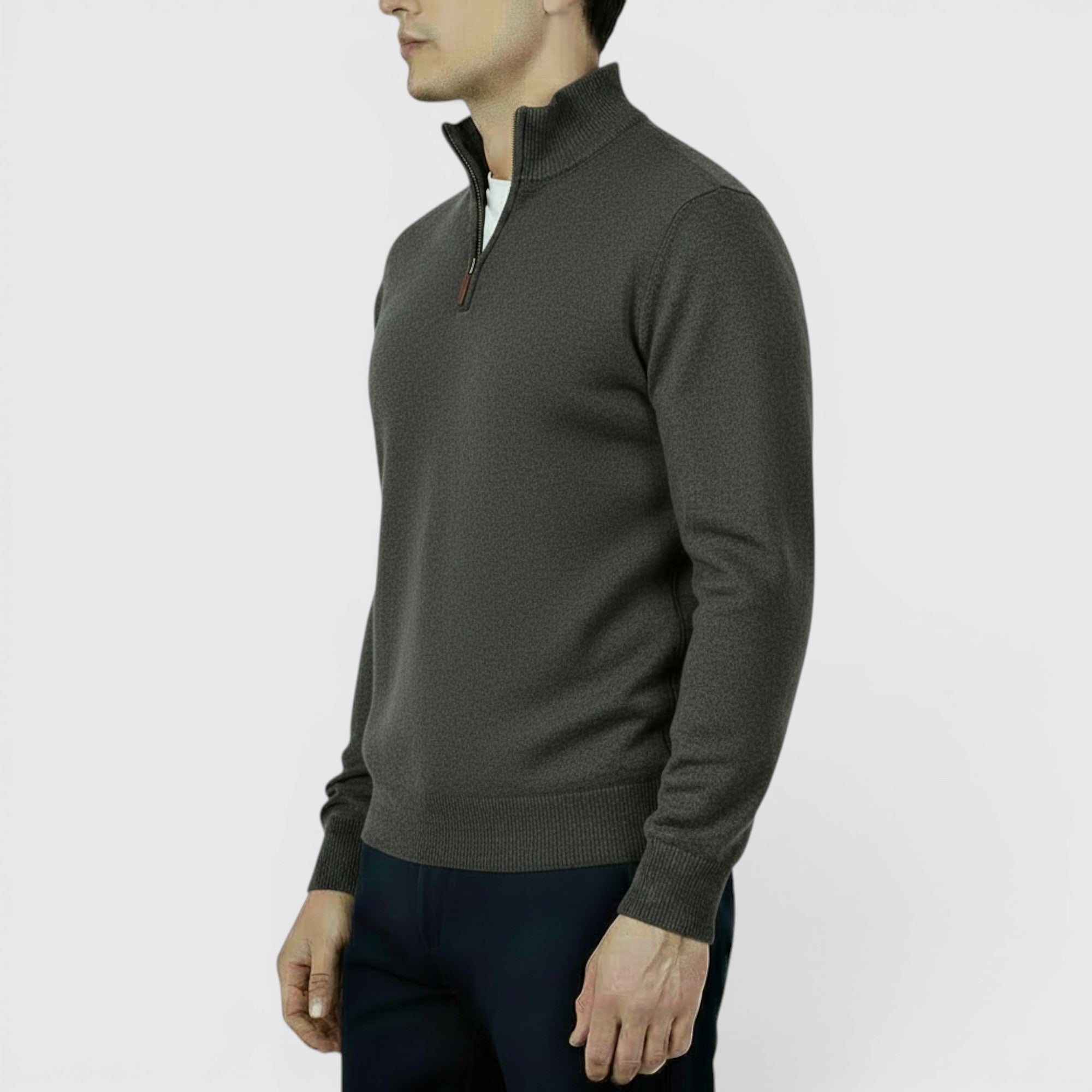 Ellmont London | Men's Pure Cashmere Zip-Up Sweater Funnel Neck Knit