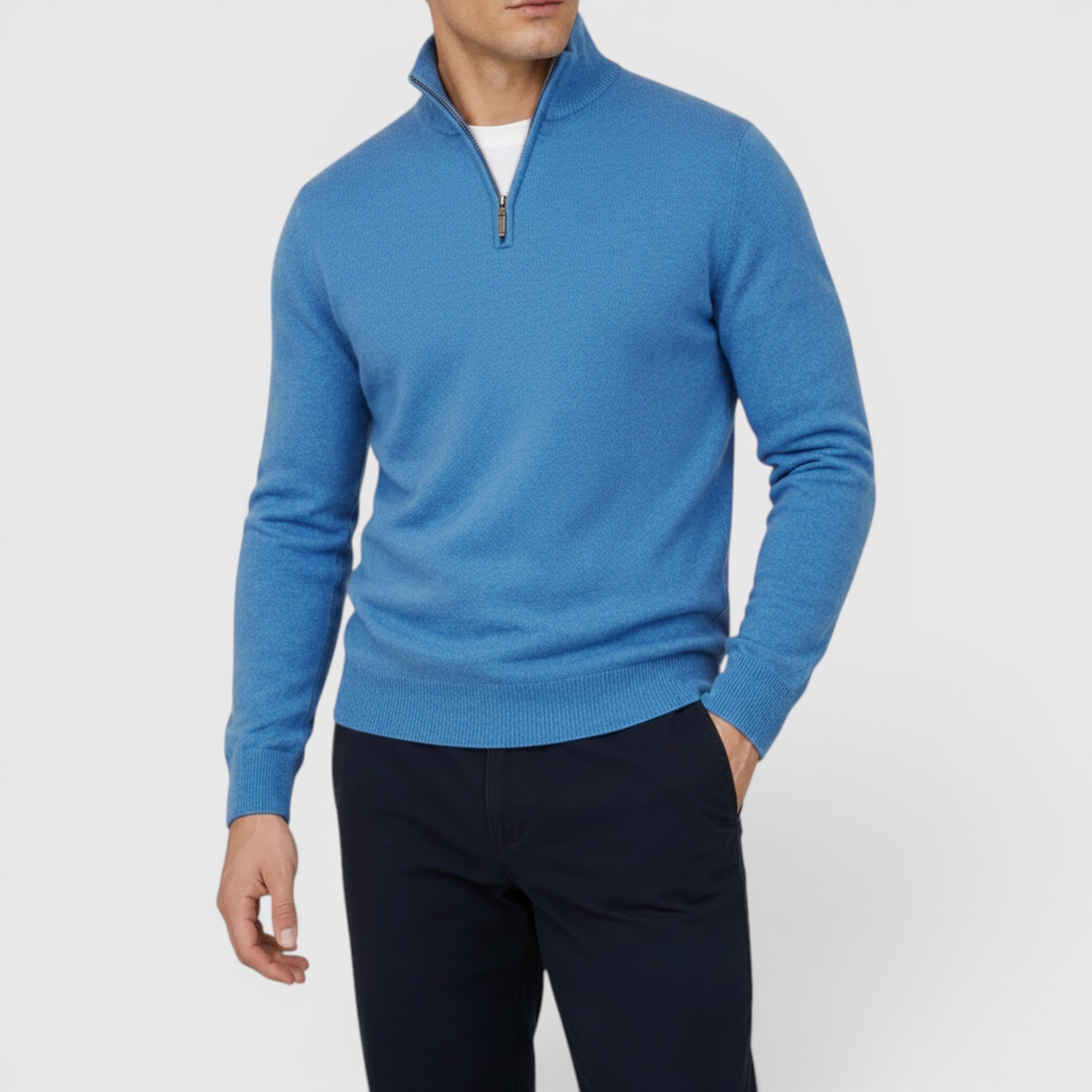 Ellmont London | Men's Pure Cashmere Zip-Up Sweater Funnel Neck Knit