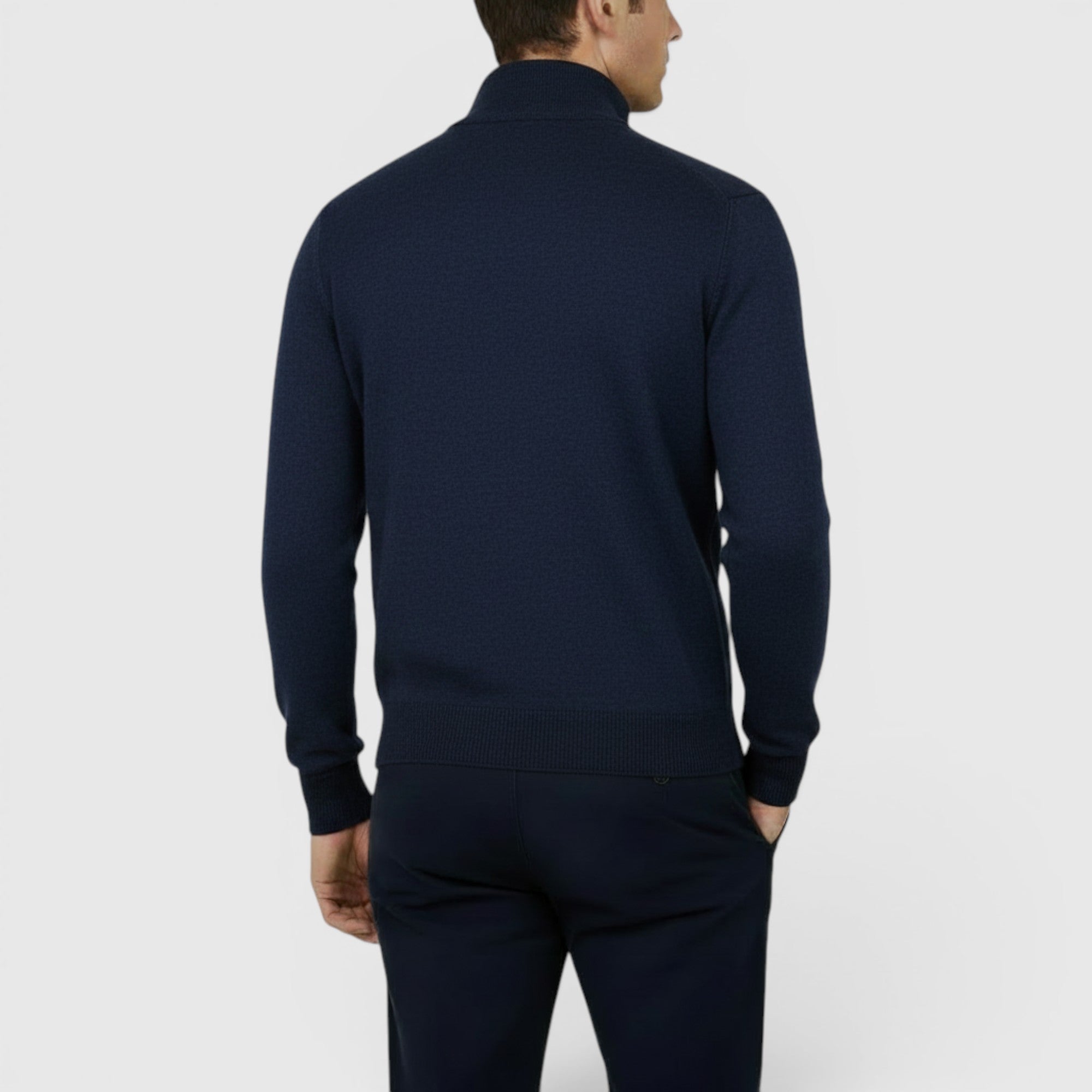 Ellmont London | Men's Pure Cashmere Zip-Up Sweater Funnel Neck Knit