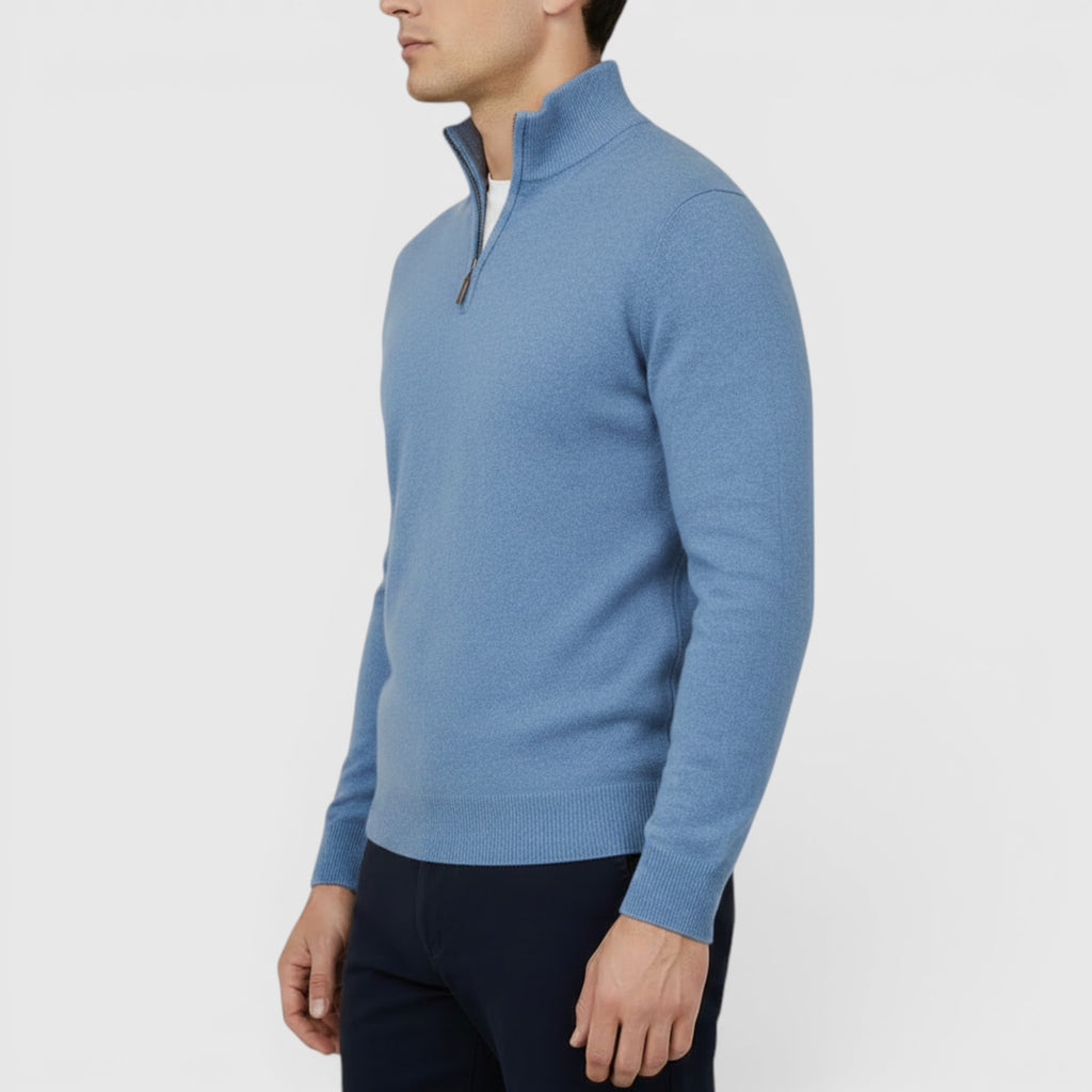 Ellmont London | Men's Pure Cashmere Zip-Up Sweater Funnel Neck Knit