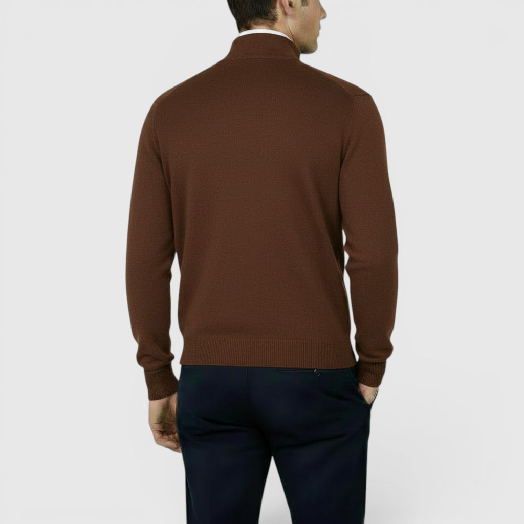 Ellmont London | Men's Pure Cashmere Zip-Up Sweater Funnel Neck Knit