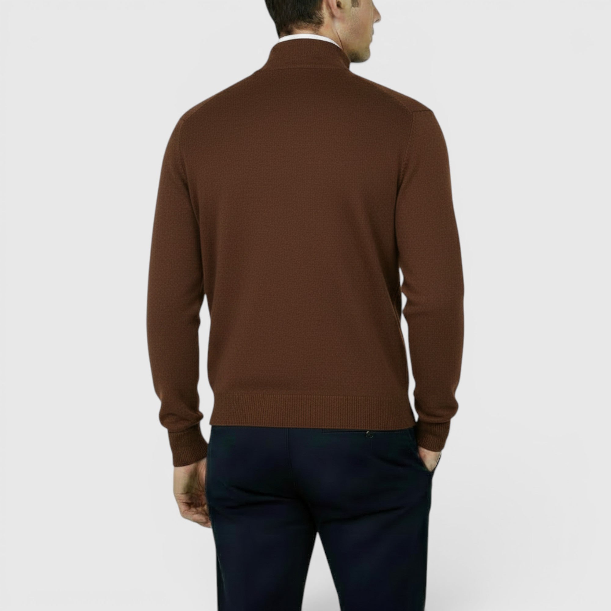 Ellmont London | Men's Pure Cashmere Zip-Up Sweater Funnel Neck Knit