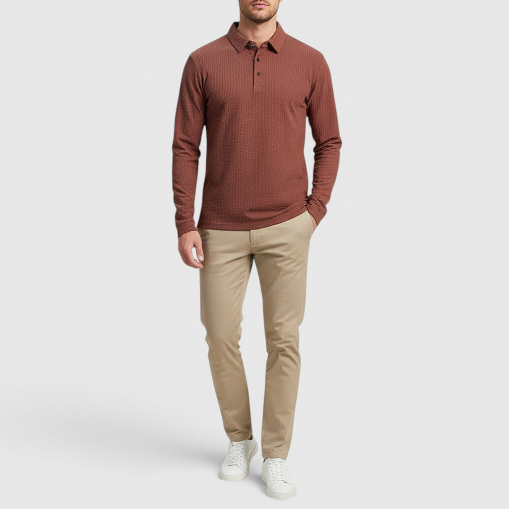 Ellmont London | Men's Long Sleeve Polo Breathable Smart Casual Comfort Top