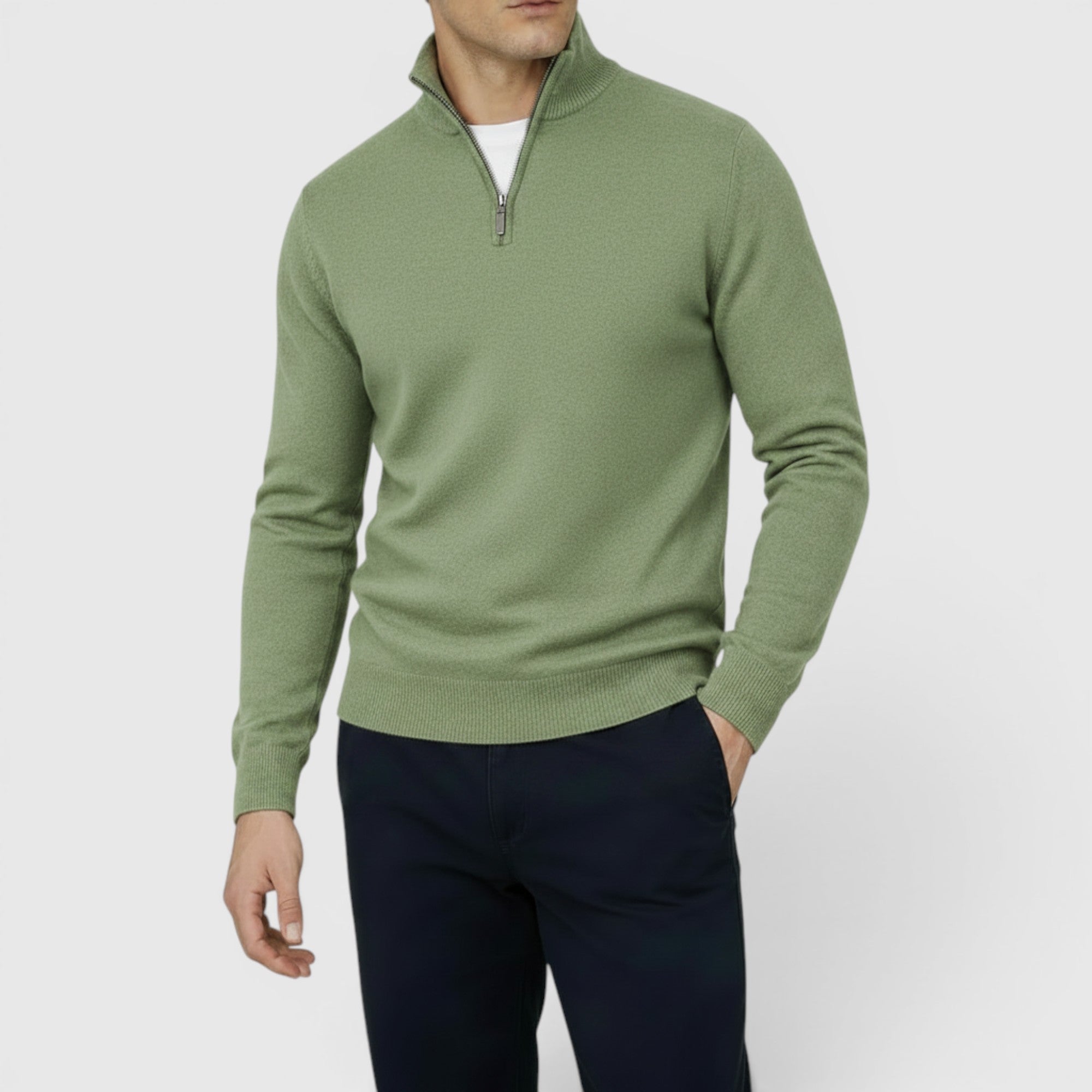 Ellmont London | Men's Pure Cashmere Zip-Up Sweater Funnel Neck Knit