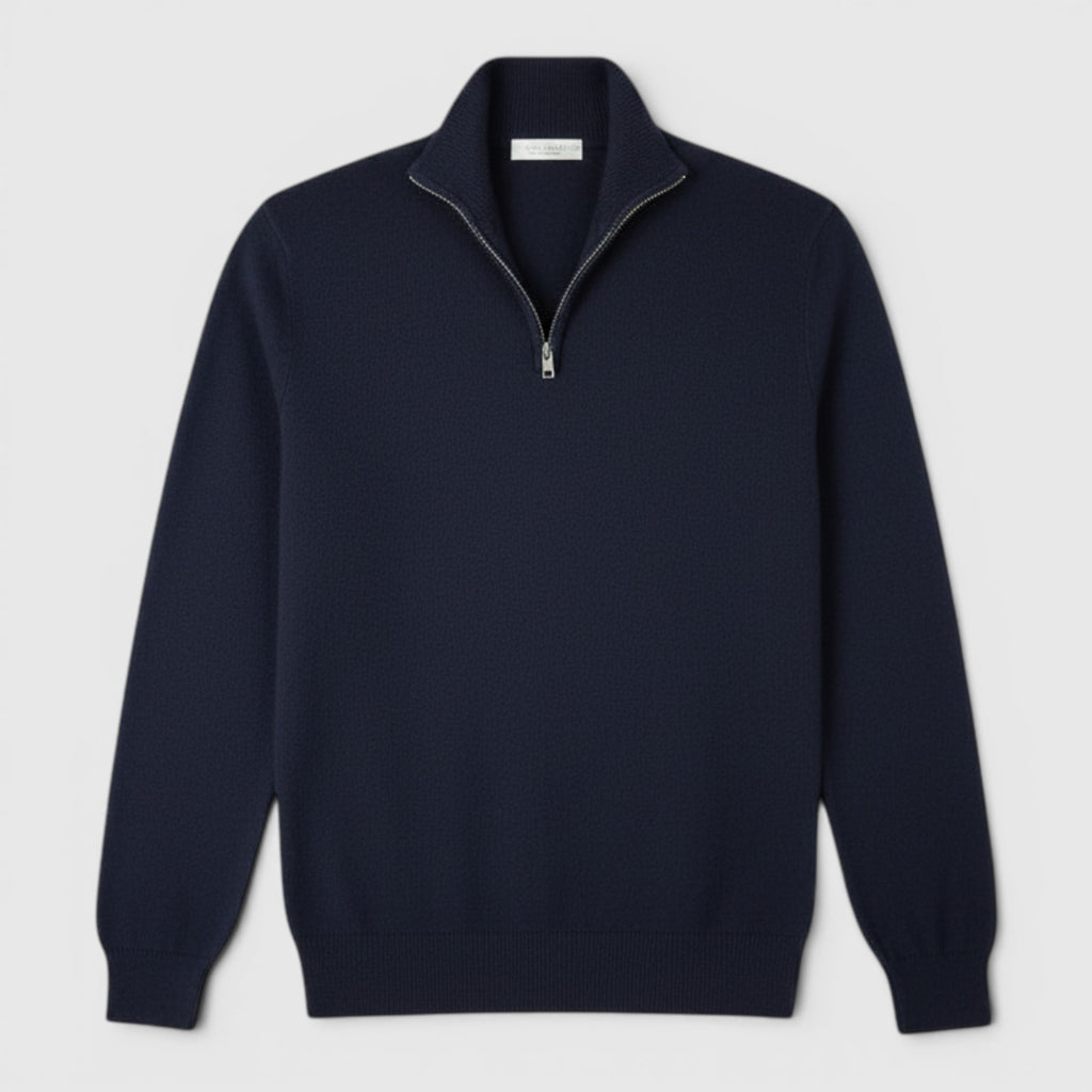 Ellmont London | Men's Pure Cashmere Zip-Up Sweater Funnel Neck Knit