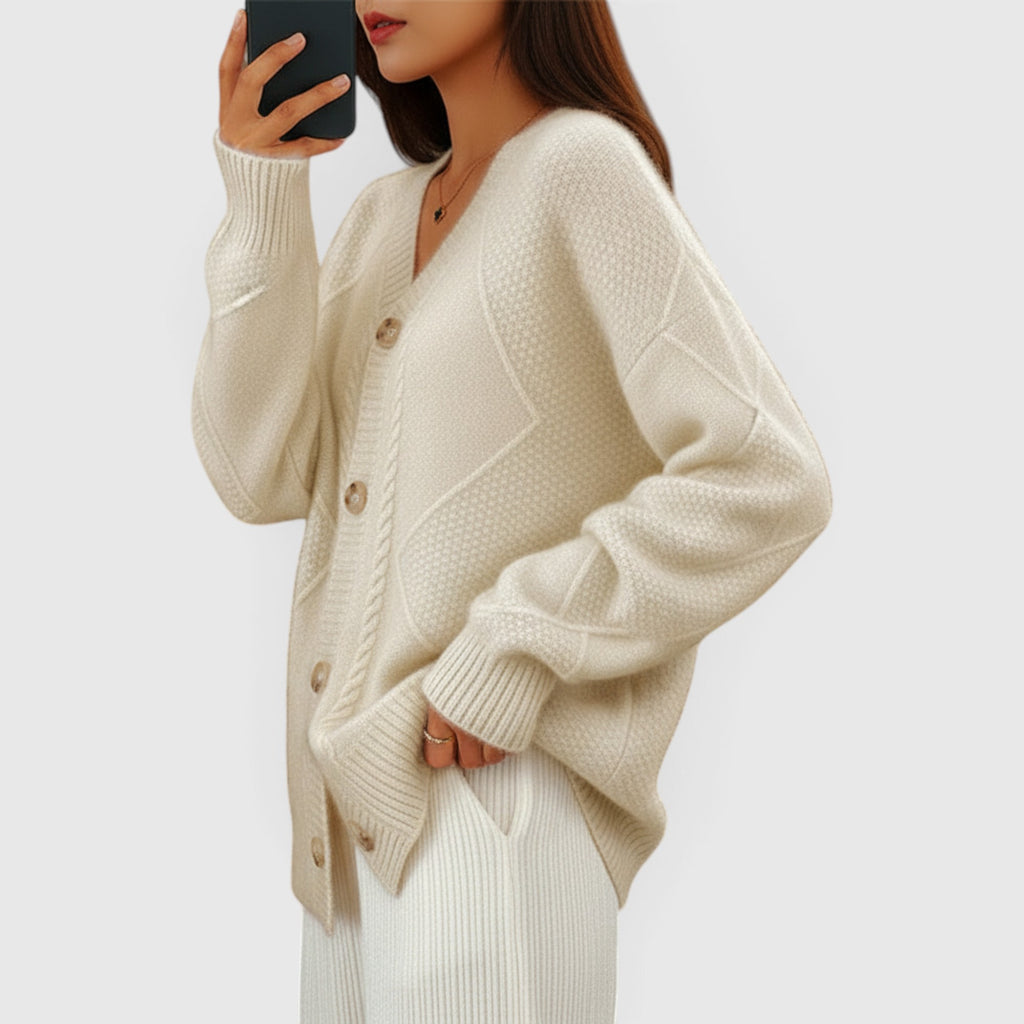 Bella | Women's V Neck Button Up Cardigan – Soft Knit Fall Sweater