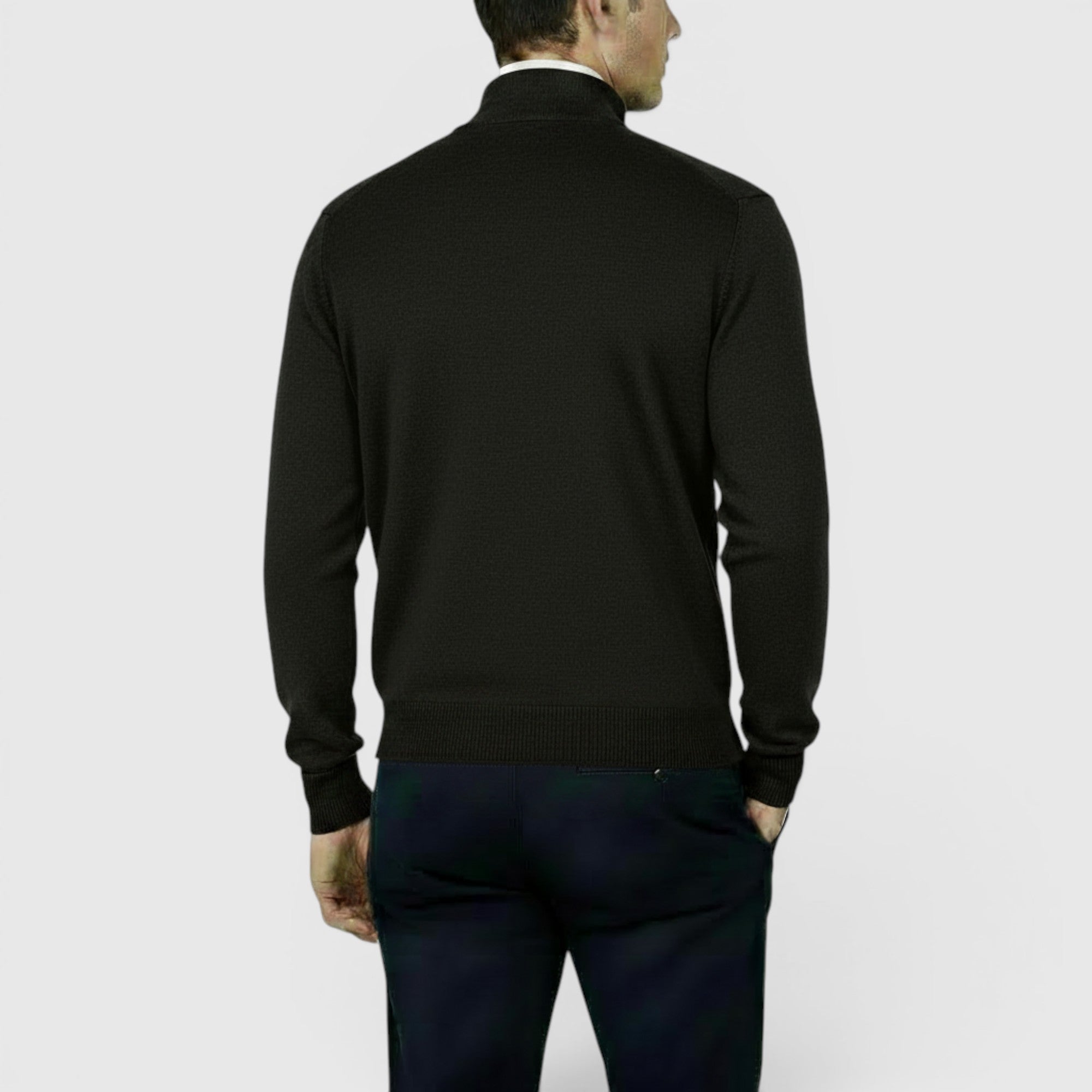 Ellmont London | Men's Pure Cashmere Zip-Up Sweater Funnel Neck Knit