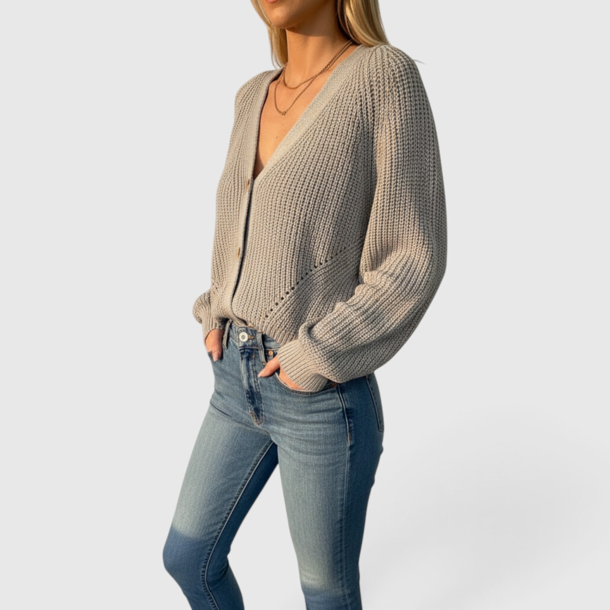 Cora | Women's Long Sleeve V Neck Cardigan – Relaxed Knit Layer
