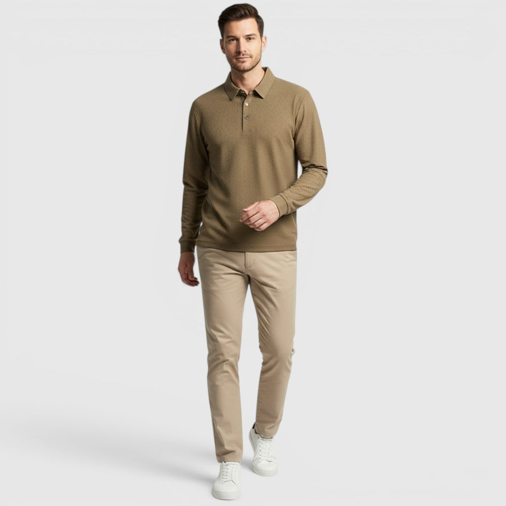 Ellmont London | Men's Long Sleeve Polo Breathable Smart Casual Comfort Top