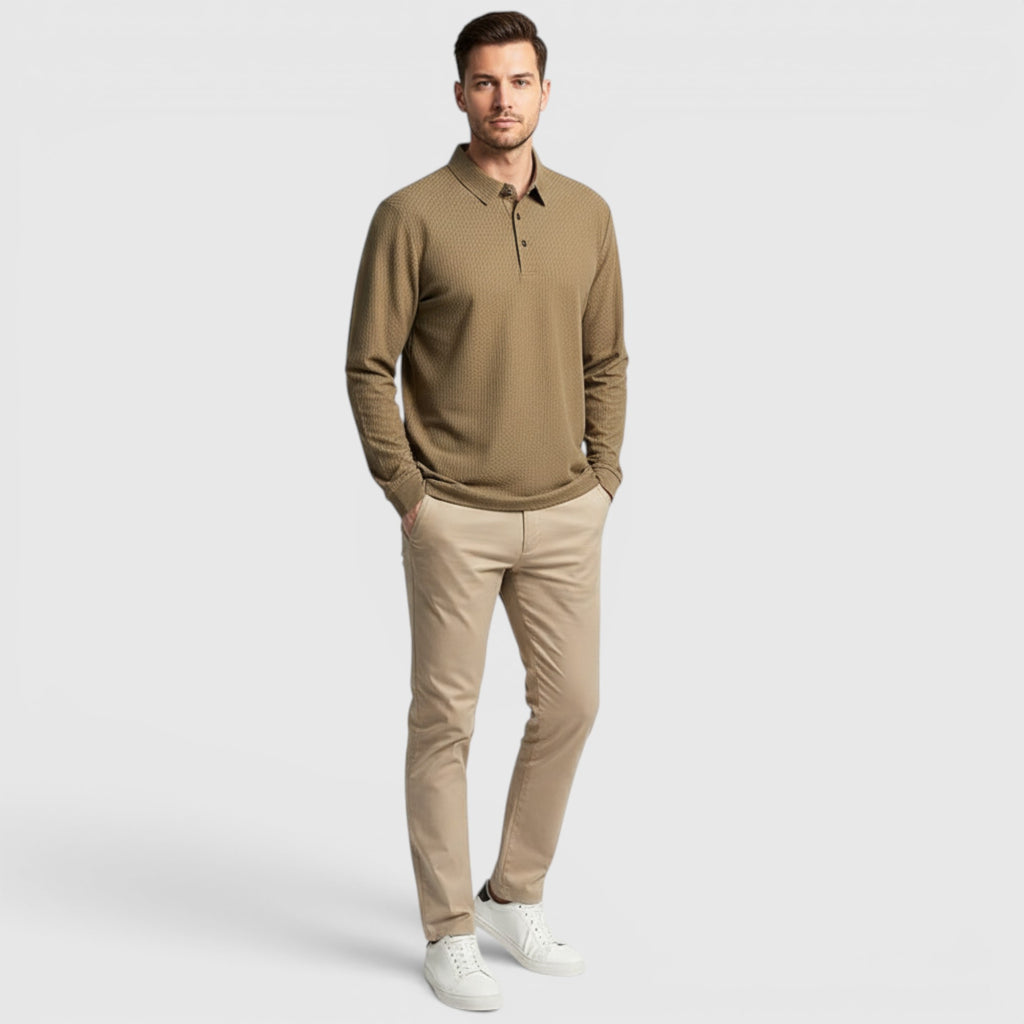 Ellmont London | Men's Long Sleeve Polo Breathable Smart Casual Comfort Top