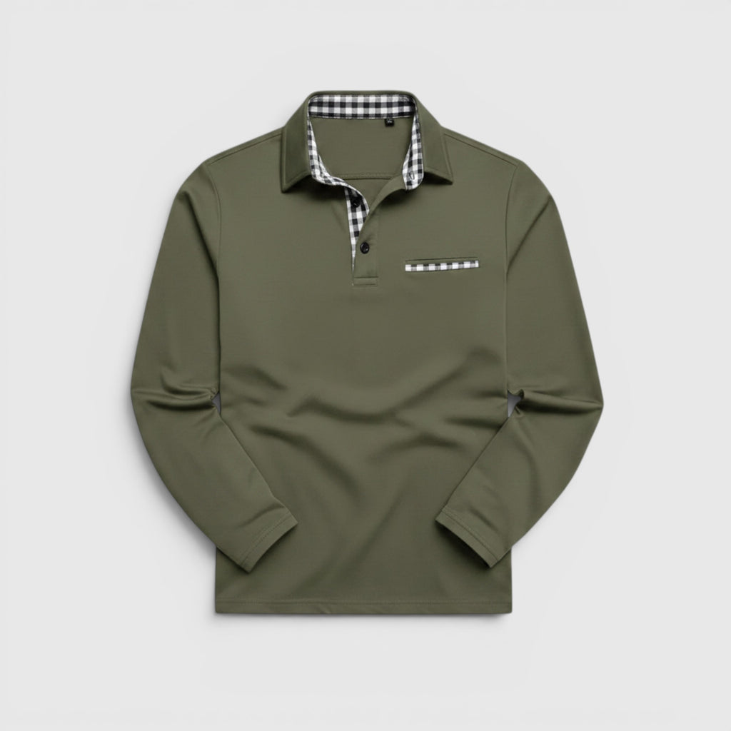 Ellmont London | Men's Breathable Cotton Blend Button Up Longsleeve Polo