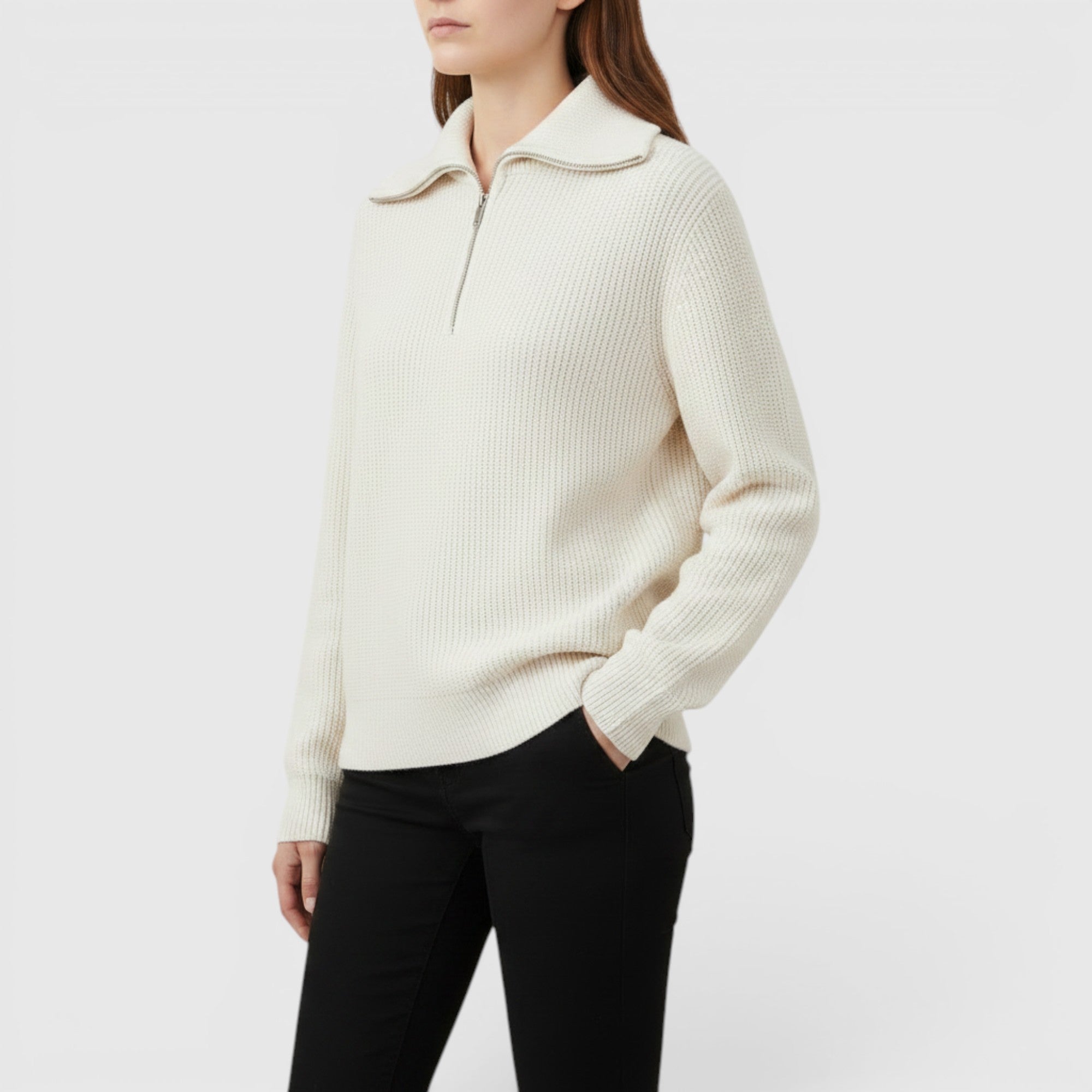 Ellmont London | Men's Warm Cotton Zip Up Sweater Classic Striped Knit