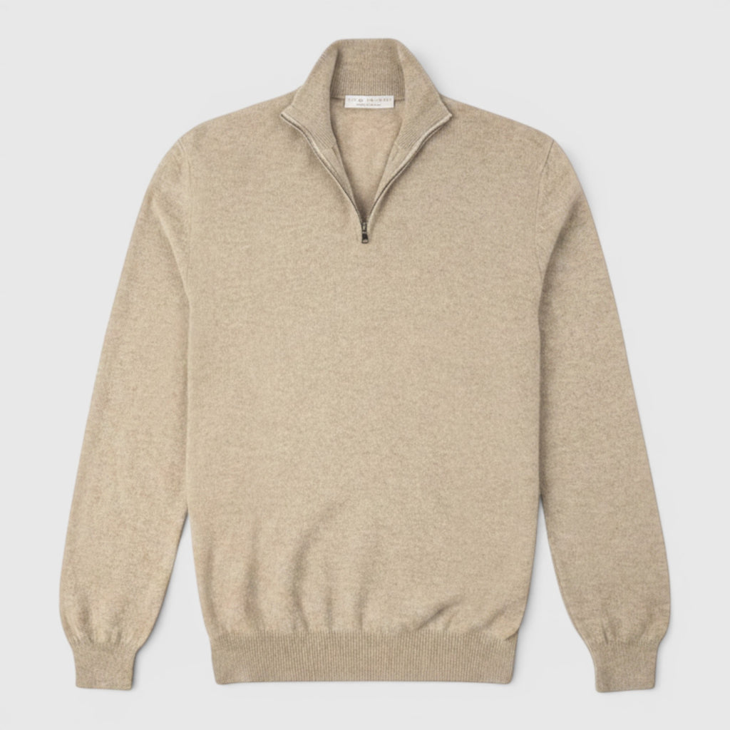 Ellmont London | Men's Pure Cashmere Zip-Up Sweater Funnel Neck Knit