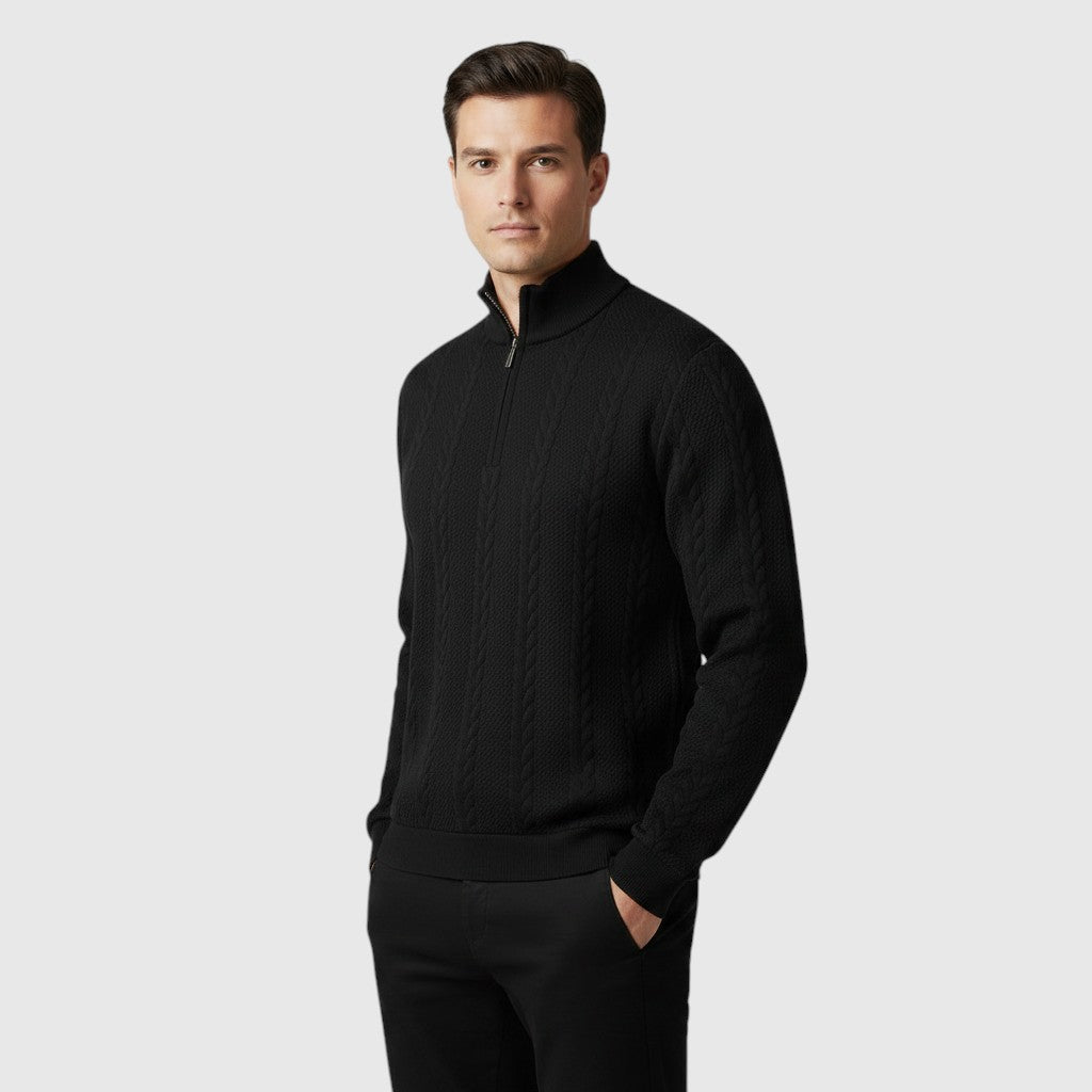 Ellmont London | Men's Long Sleeve Polo Textured Knit Regular Fit Sweatshirt