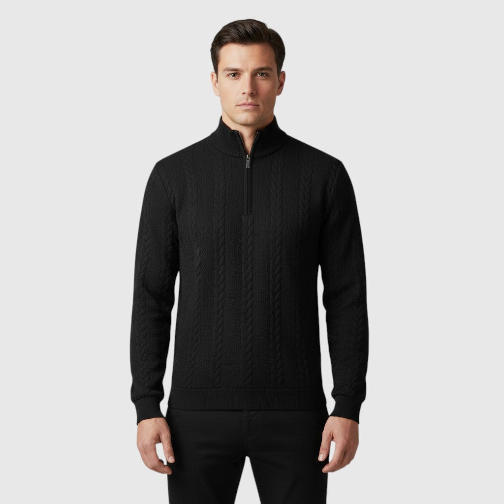 Ellmont London | Men's Long Sleeve Polo Textured Knit Regular Fit Sweatshirt