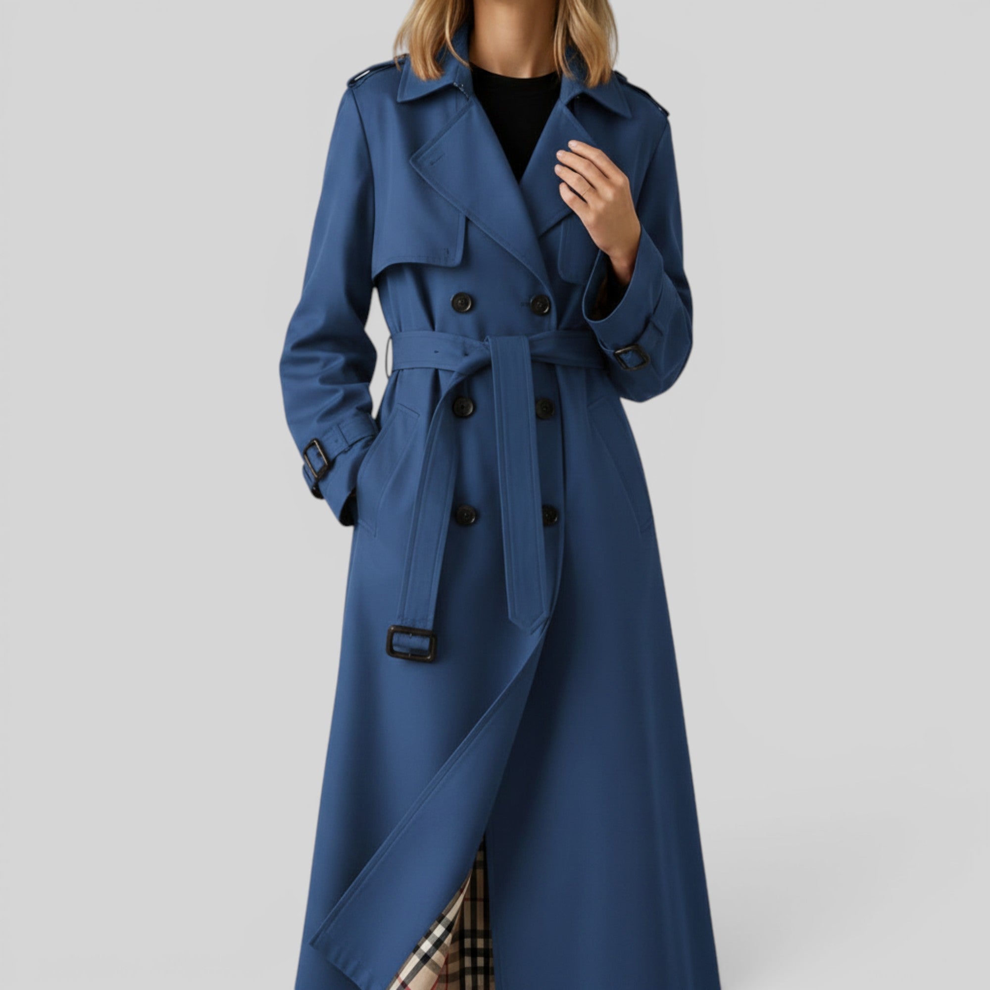 Ellmont London | Women's Trench Coat Classic Belted Longline Outerwear Jacket