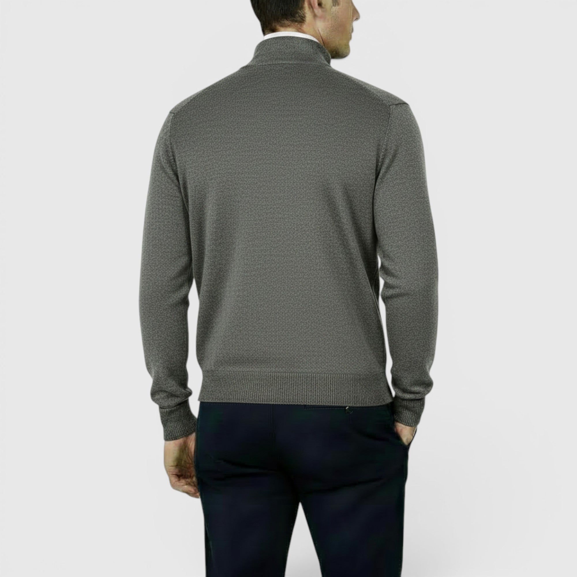 Ellmont London | Men's Pure Cashmere Zip-Up Sweater Funnel Neck Knit