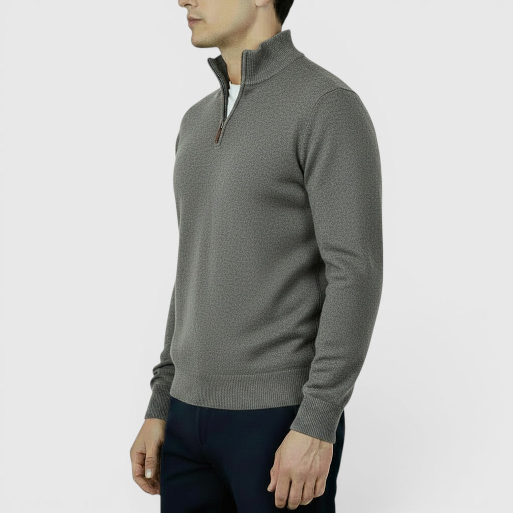 Ellmont London | Men's Pure Cashmere Zip-Up Sweater Funnel Neck Knit