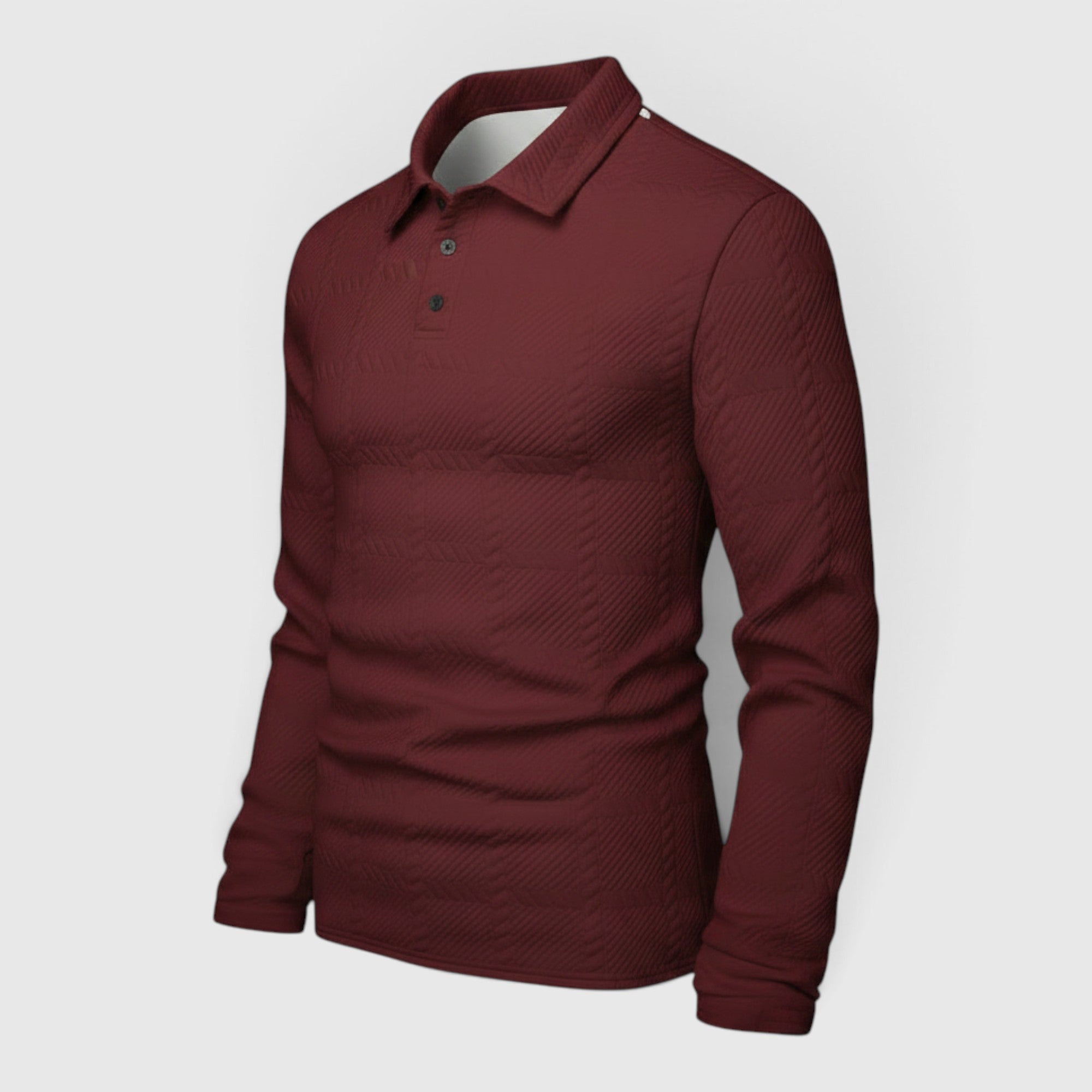 Lewis | Men's Textured Polo Shirt Casual Knit Long Sleeve for Daily Wear