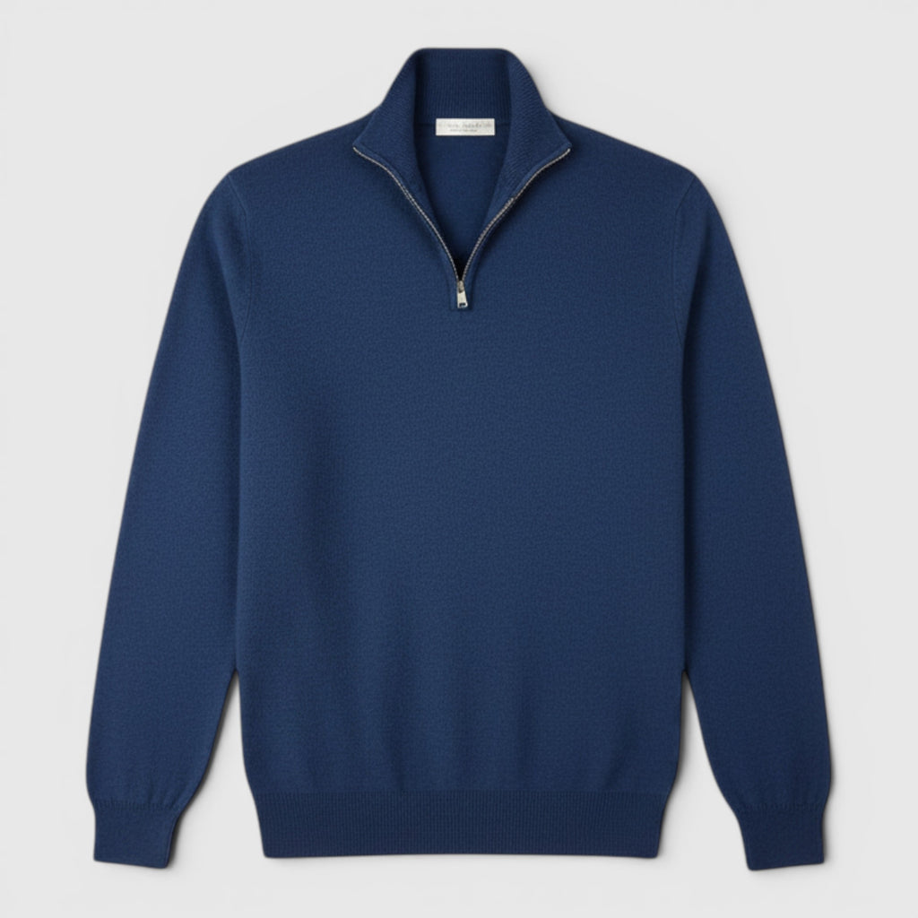 Ellmont London | Men's Pure Cashmere Zip-Up Sweater Funnel Neck Knit