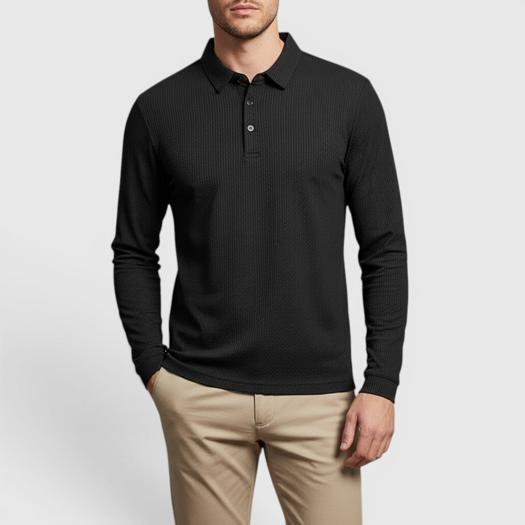 Ellmont London | Men's Long Sleeve Polo Breathable Smart Casual Comfort Top