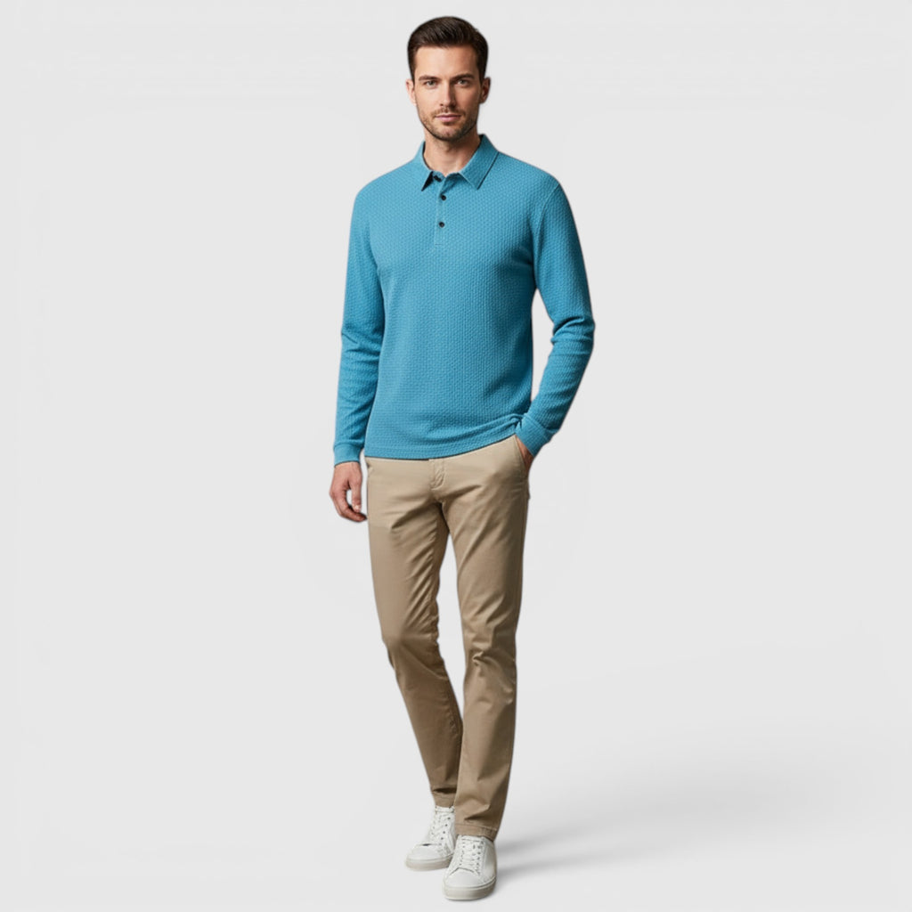 Ellmont London | Men's Long Sleeve Polo Breathable Smart Casual Comfort Top