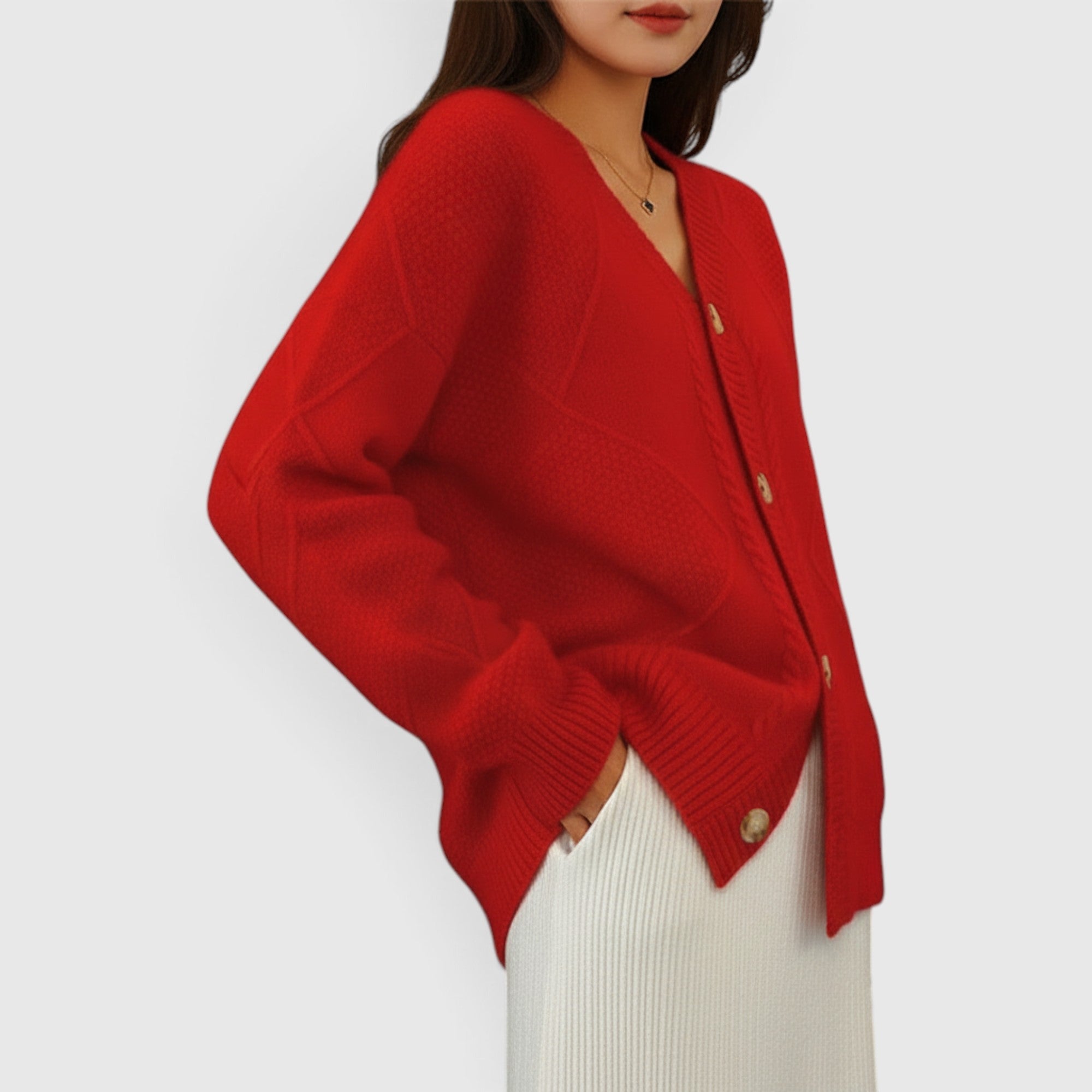 Bella | Women's V Neck Button Up Cardigan – Soft Knit Fall Sweater