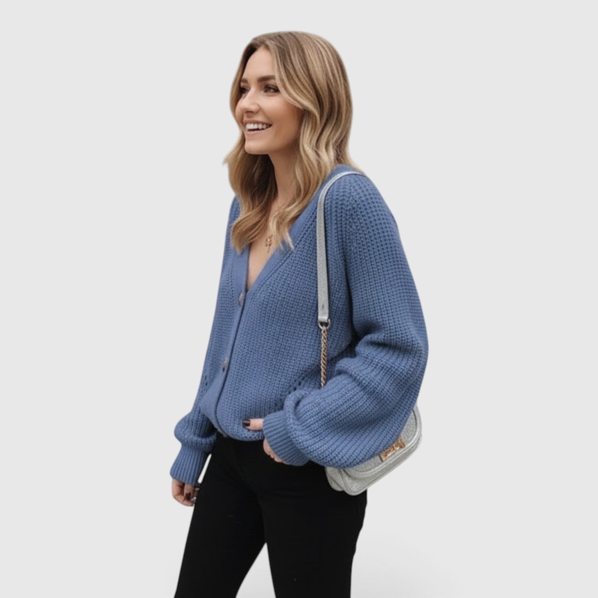 Cora | Women's Long Sleeve V Neck Cardigan – Relaxed Knit Layer