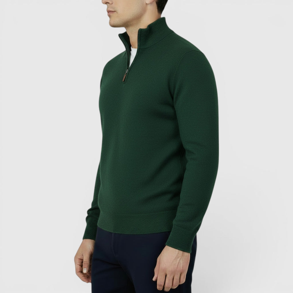 Ellmont London | Men's Pure Cashmere Zip-Up Sweater Funnel Neck Knit