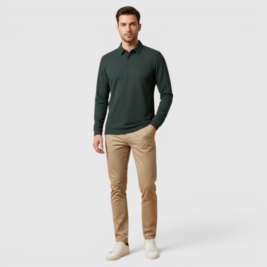 Ellmont London | Men's Long Sleeve Polo Breathable Smart Casual Comfort Top